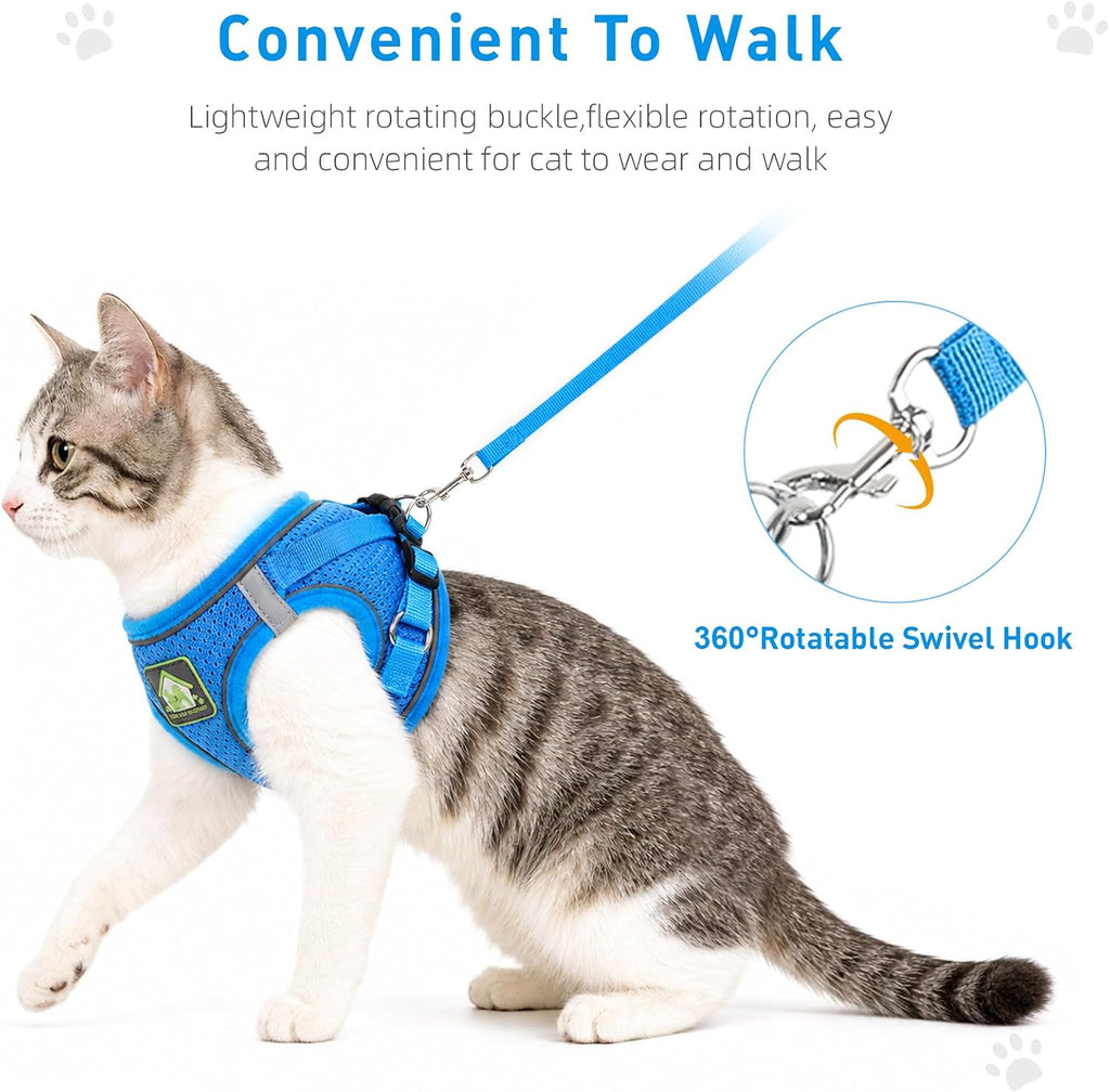 Cat Vest Harness and Leash Set, Escape Proof Kitten Harness Blue XS