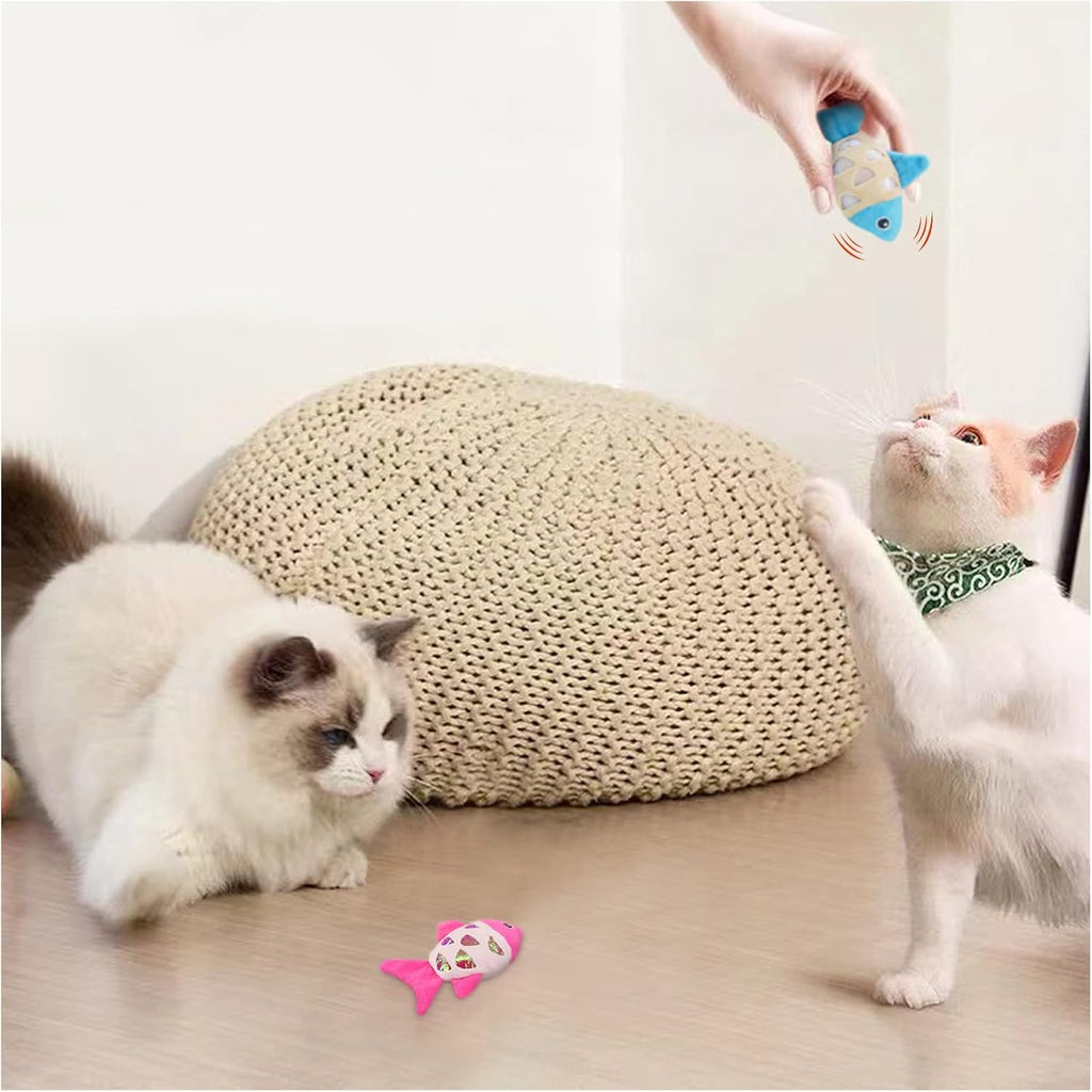 Andiker Cat Catnip Toys, 2pcs Small Cat Fish Toys with Crinkle Shine Ring Paper to Make Sound to Catch Your Cats Eyes and for Your Cats to Chew and Catch Interactive Cat Toys Indoor Cat (2PCS)