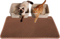 Cat Litter Mat 30"x24", Double Layer Waterproof Litterbox Mat, Brown