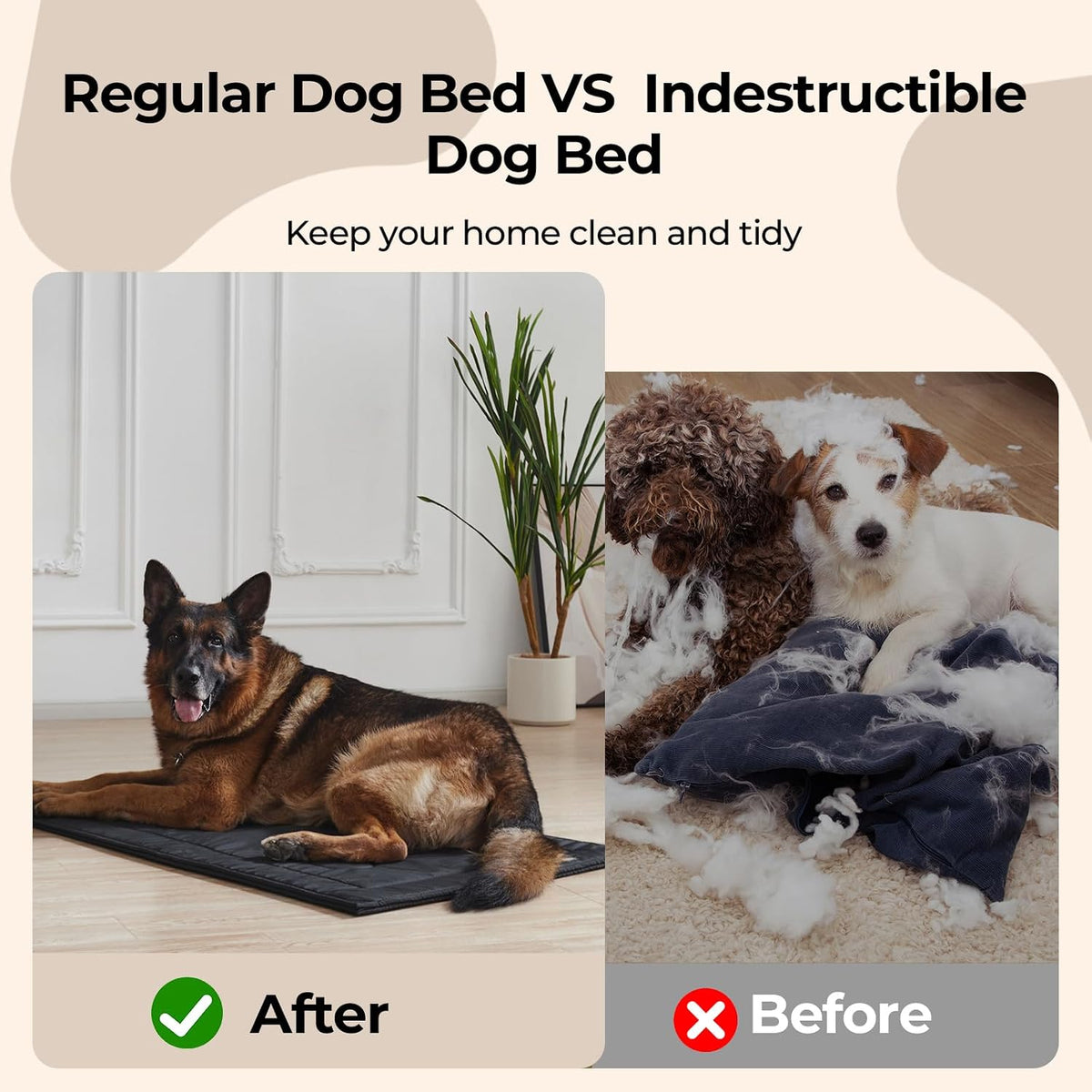 Chew Proof Indestructible Dog Crate Pad,Medium (22"x35")