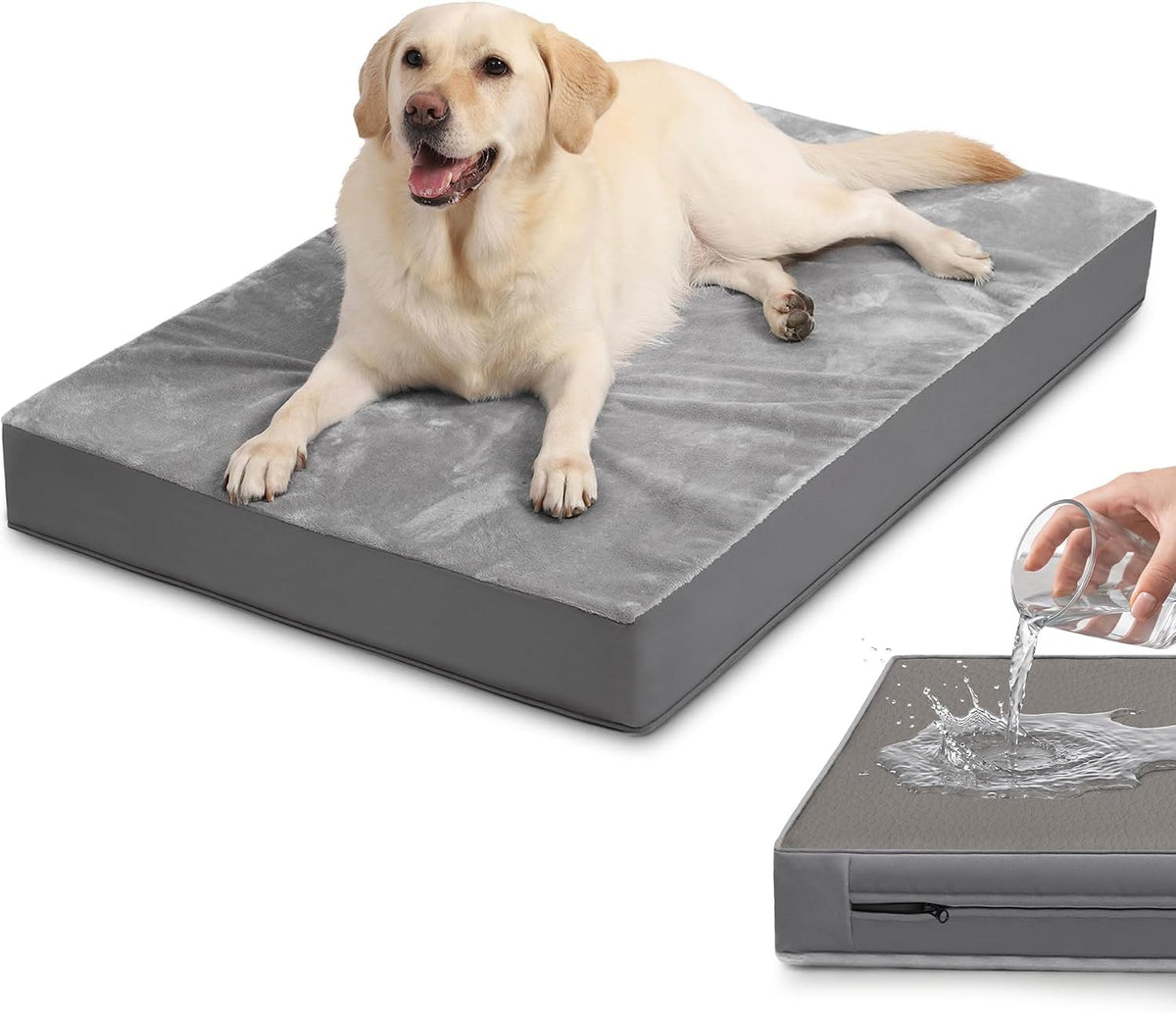 Waterproof XL Dog Beds Large Outdoor Washable Foam Crate Pad 42" Anti-Slip
