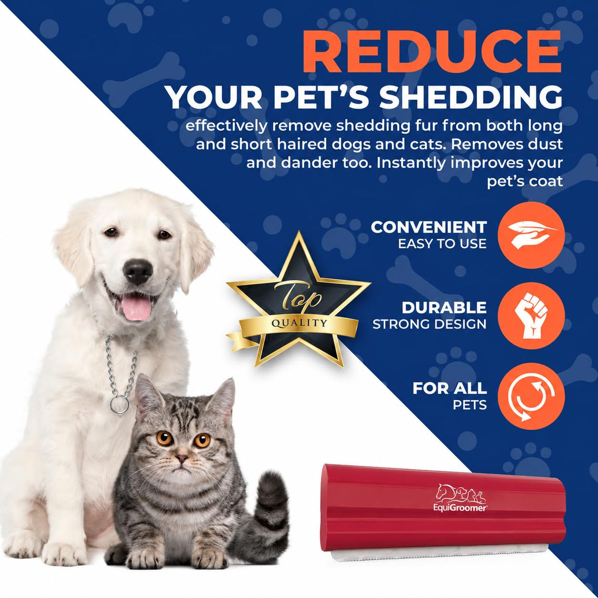 EquiGroomer 5-Inch Undercoat Deshedding Brush for Dogs & Cats, Red