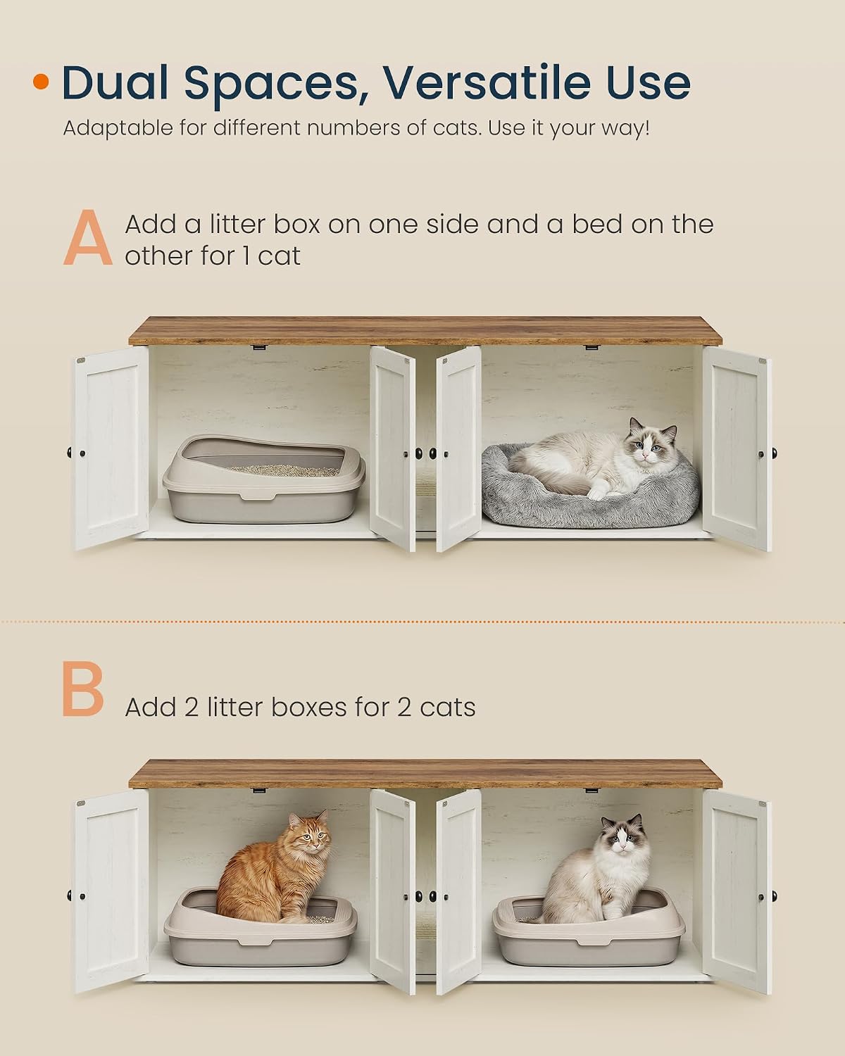 SONGMICS HOME Toolless Assembly Litter Box Enclosure, Cat House