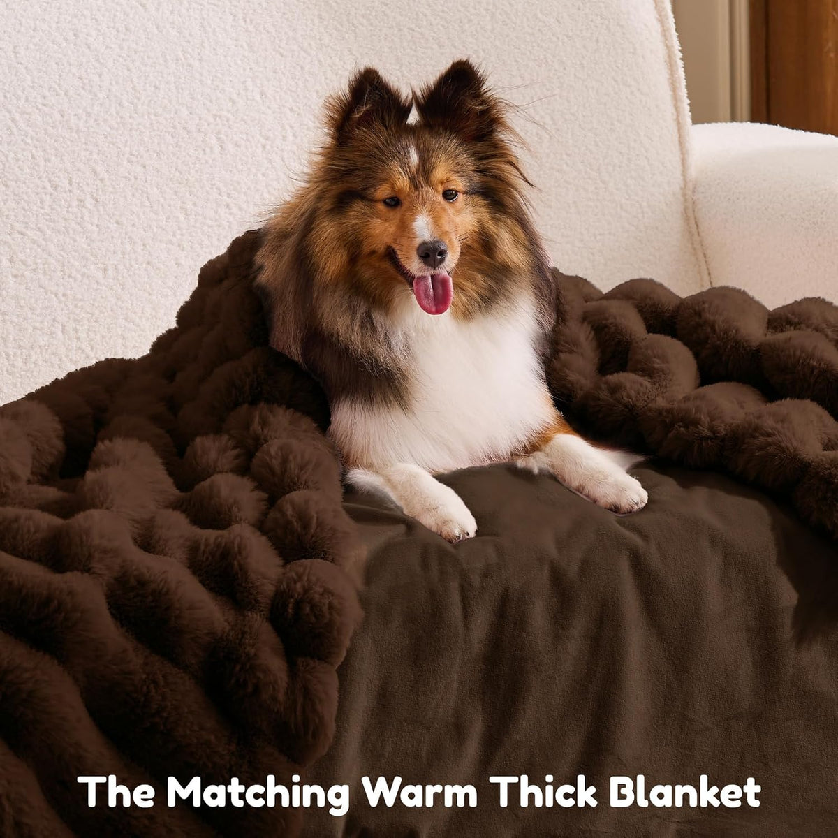 ChiXnuggle Orthopedic Human Dog Bed,Striped Faux Fur Washable Cover,Blanket
