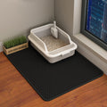 Cat Litter Mat, Double Layer Cat Litter Box Mat (30x22 Inch, Black)