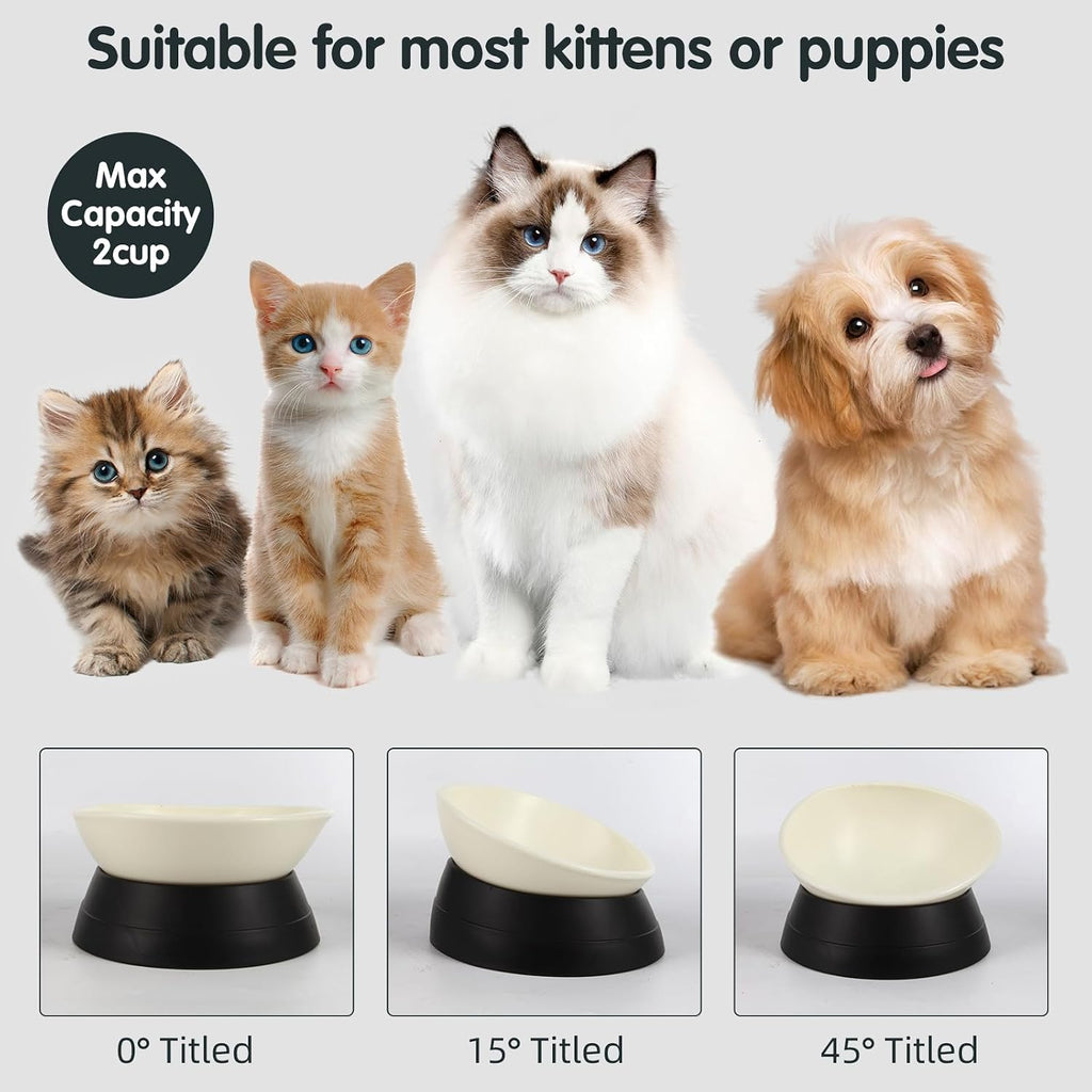 Bulldog Bowl Anti-Slip Dog Cat Dish Detachable Rubber Dog Bowl Pet Sterile Tilted Pet Feeder Slope Base