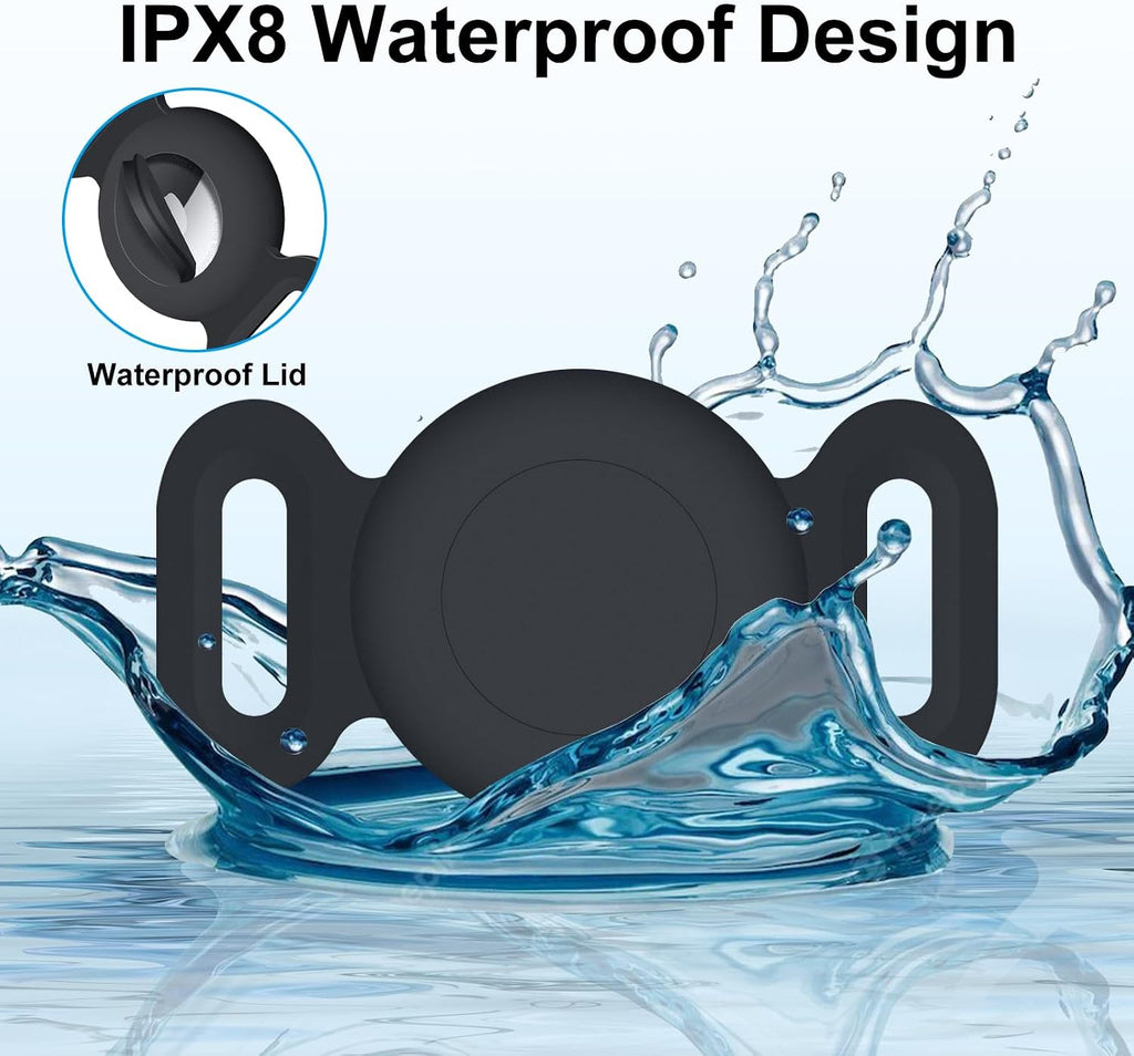 Waterproof Collar Holder Compatible with Airtag Gen 2/ Gen 1, Protective Anti-Lost Dog Collar for GPS Tracker, Silicone Cat Collar Holder for Pets (Black), Medium