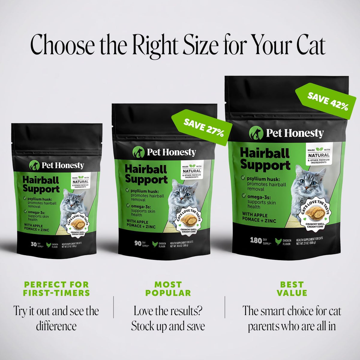 Pet Honesty Vet Backed Cat Hairball Remedy Chews, Chicken, 30-Day Supply