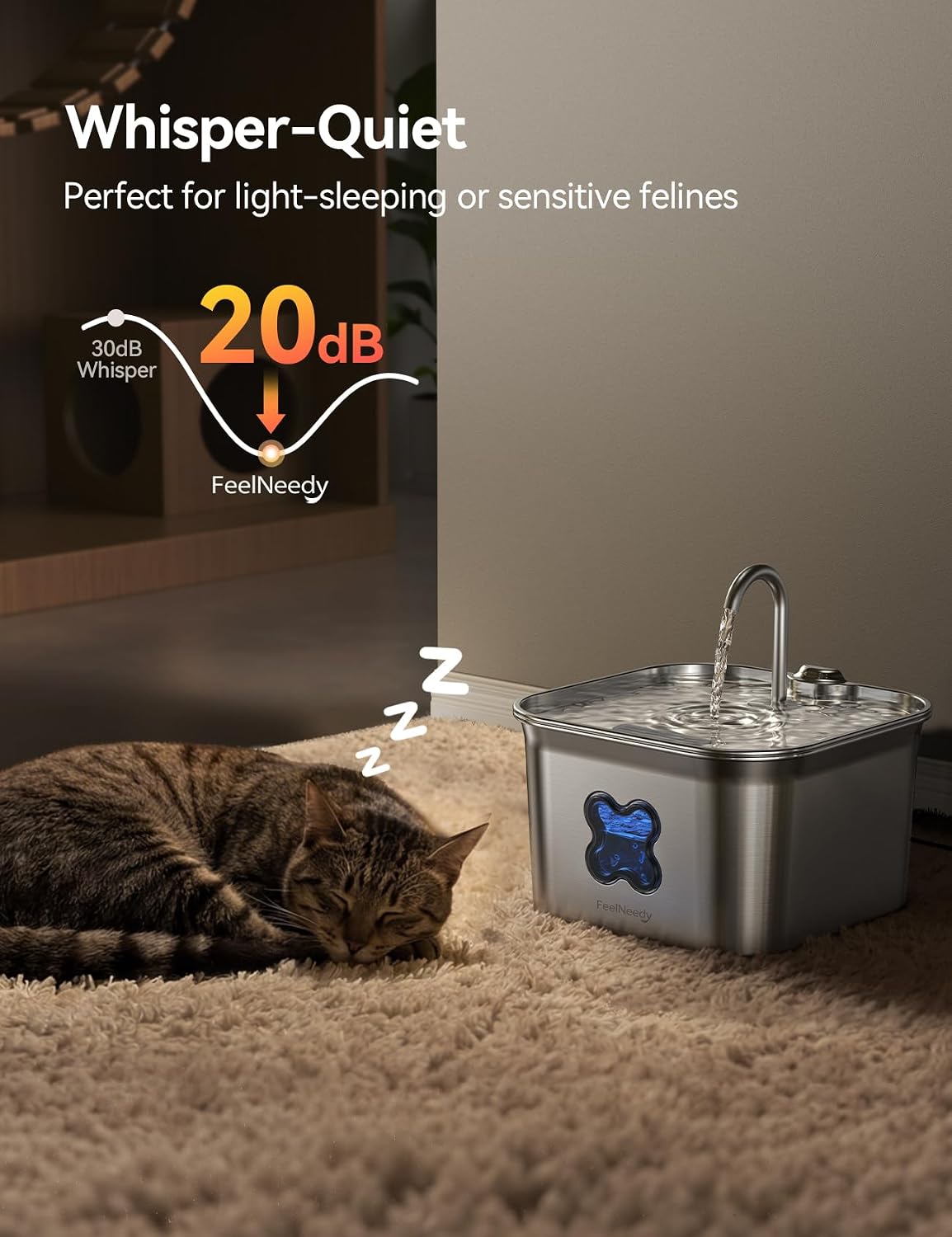 Cat Water Fountain - 95oz/2.8L Faucet-Style Pet Drinking Fountain for Cats