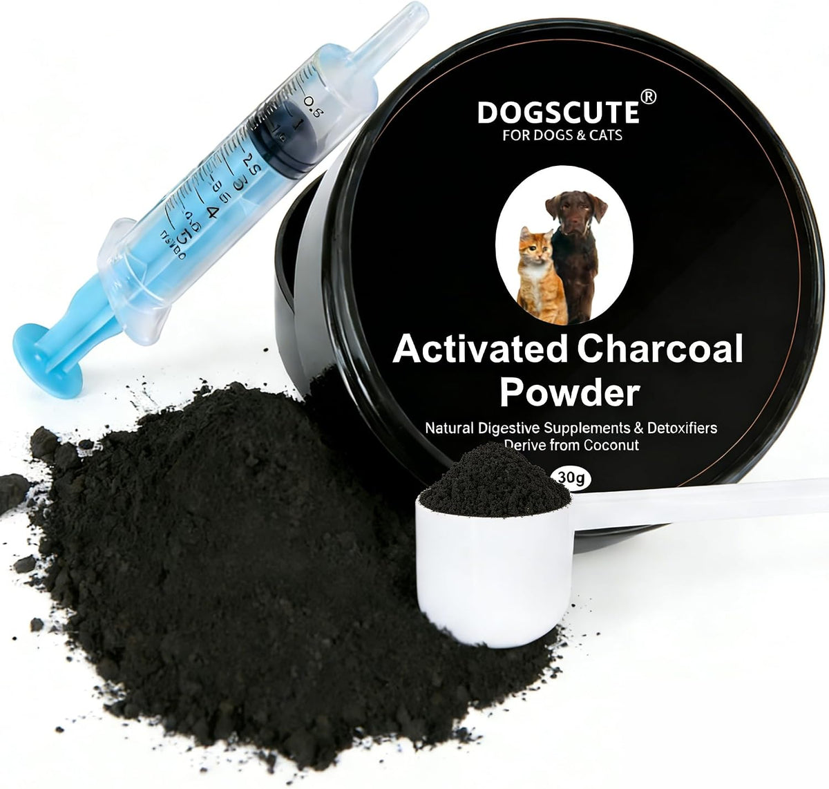 Activated Charcoal for Dogs and Cats, Dog First Aid kit, Emergency Charcoal Powder for Dogs Poisoning, Digestive Upset, Gas Relief and Liver Support