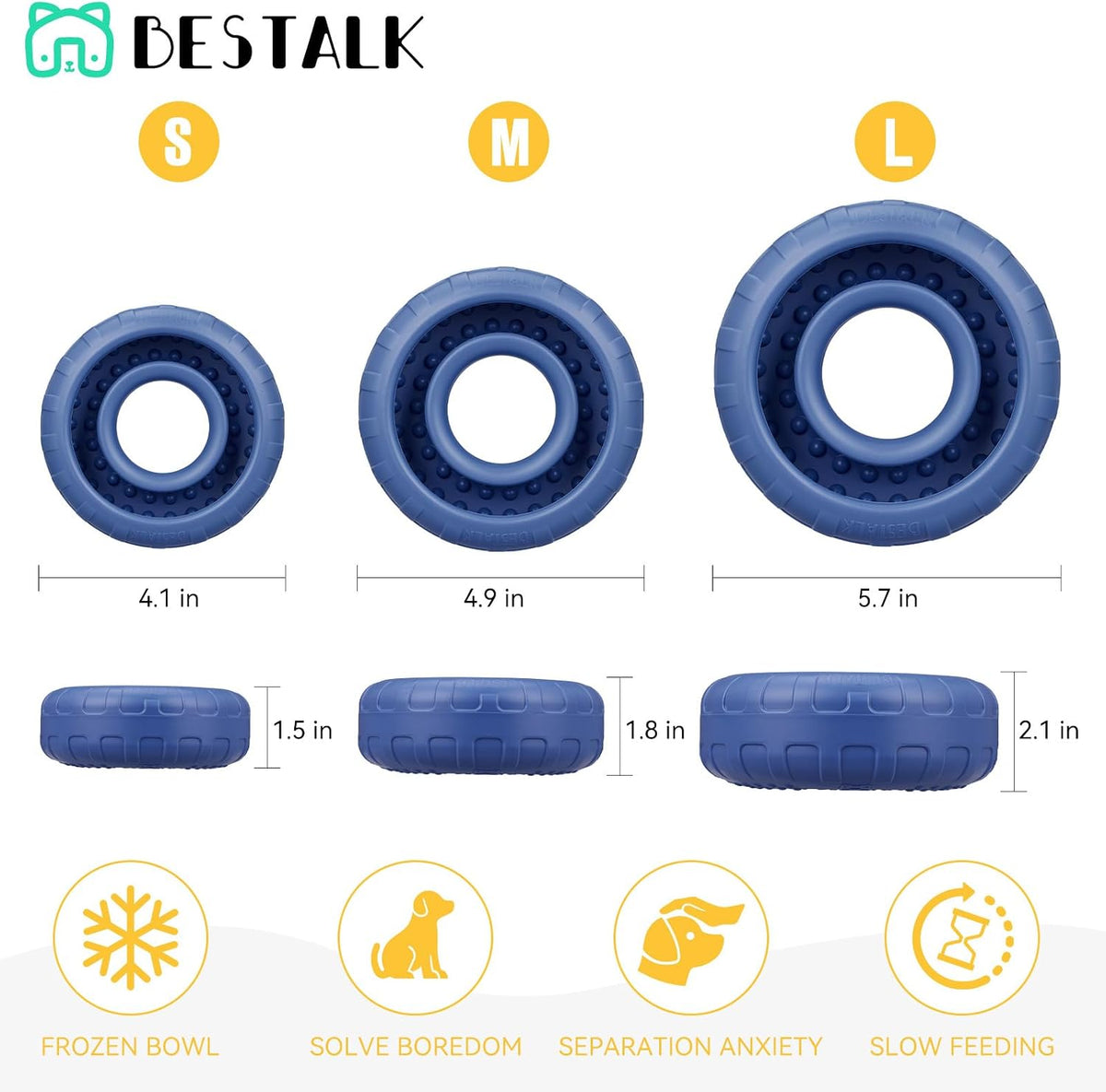 Dog Enrichment Lick Bowl, Bestalk Slow Feeder Lick Mat for Dogs, Freeze Puzzle Licking Bowl for Anxiety Relief, BPA Free Silicone, Dishwasher Safe(Dark Blue,M)