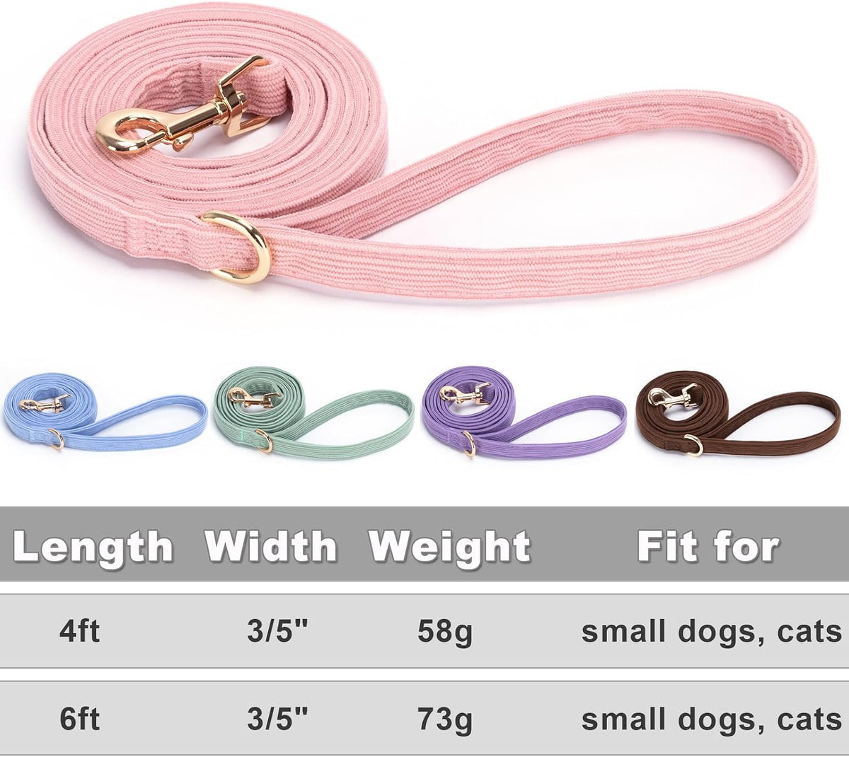 Cotton Dog Leash for Small Dogs- 4ft 6ft Puppy Walking Training Lead