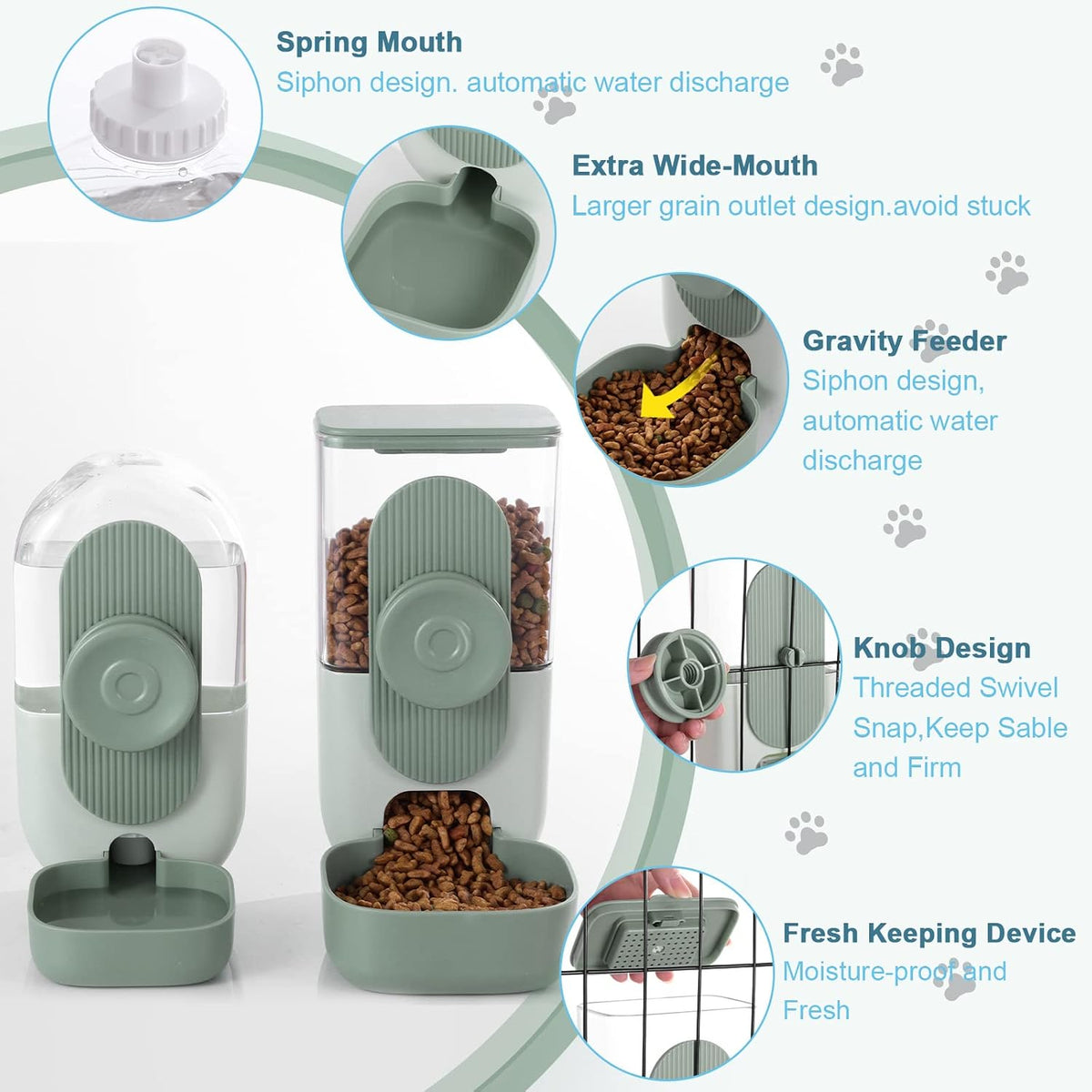 Lemtrflo Rabbit Feeder, Bunny Water Bottle Dispenser, Pet Cage Food Bowl