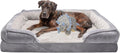 FurHaven Cooling Gel Dog Bed & goDog Toy - Squeaky Plush Dino with Chew Guard Technology for Large Dogs - Plush & Velvet Waves Perfect Comfort Sofa - Granite Gray, Jumbo Plus/XXL
