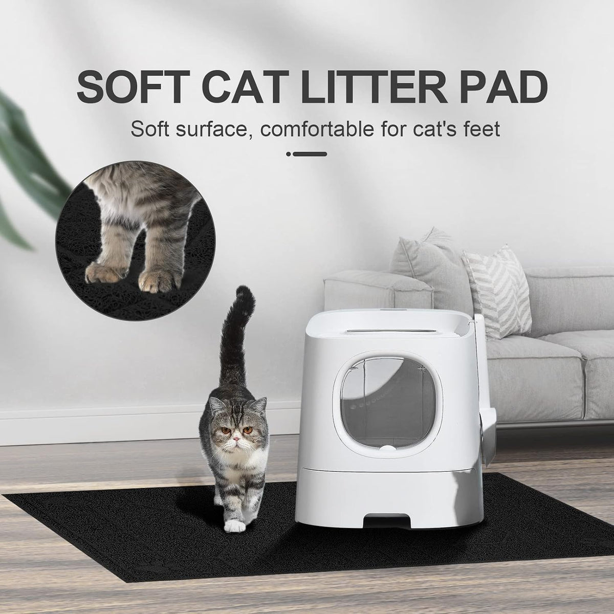 Cat Litter Box Mat, 35" x 24" Large Waterproof Litter Trapping Mat | Thick Mesh Traps Litter, Non-Slip Kitty Litter Mat for Indoor Cat, Soft Paws, BPA-Free, Multi-Use, Easy Clean, Large Coverage