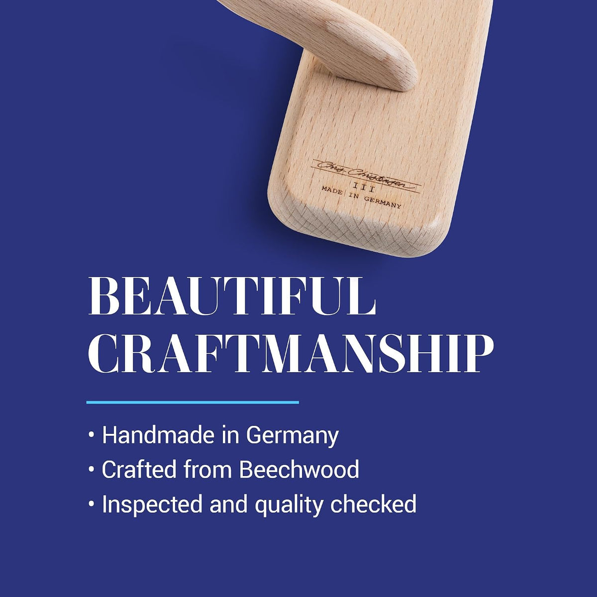 Chris Christensen Mark III Slicker Brush for Dogs, 12mm Pins, Groom Like a Pro, Handcrafted Lightweight Beechwood Ergonomic Handle, Stainless Steel Pins, A5III Medium. Made in Germany. 