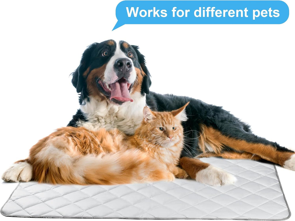 Pet Dog Cooling Mat, Outdoor Dog Cooling Pad, Washable Dogs Cats Pet Non-Toxic Cooling Pads Summer Sleeping Kennel Mats，Pet Self Cool Ice Blanket for Indoor Dog Beach Essentials Light Gray Medium