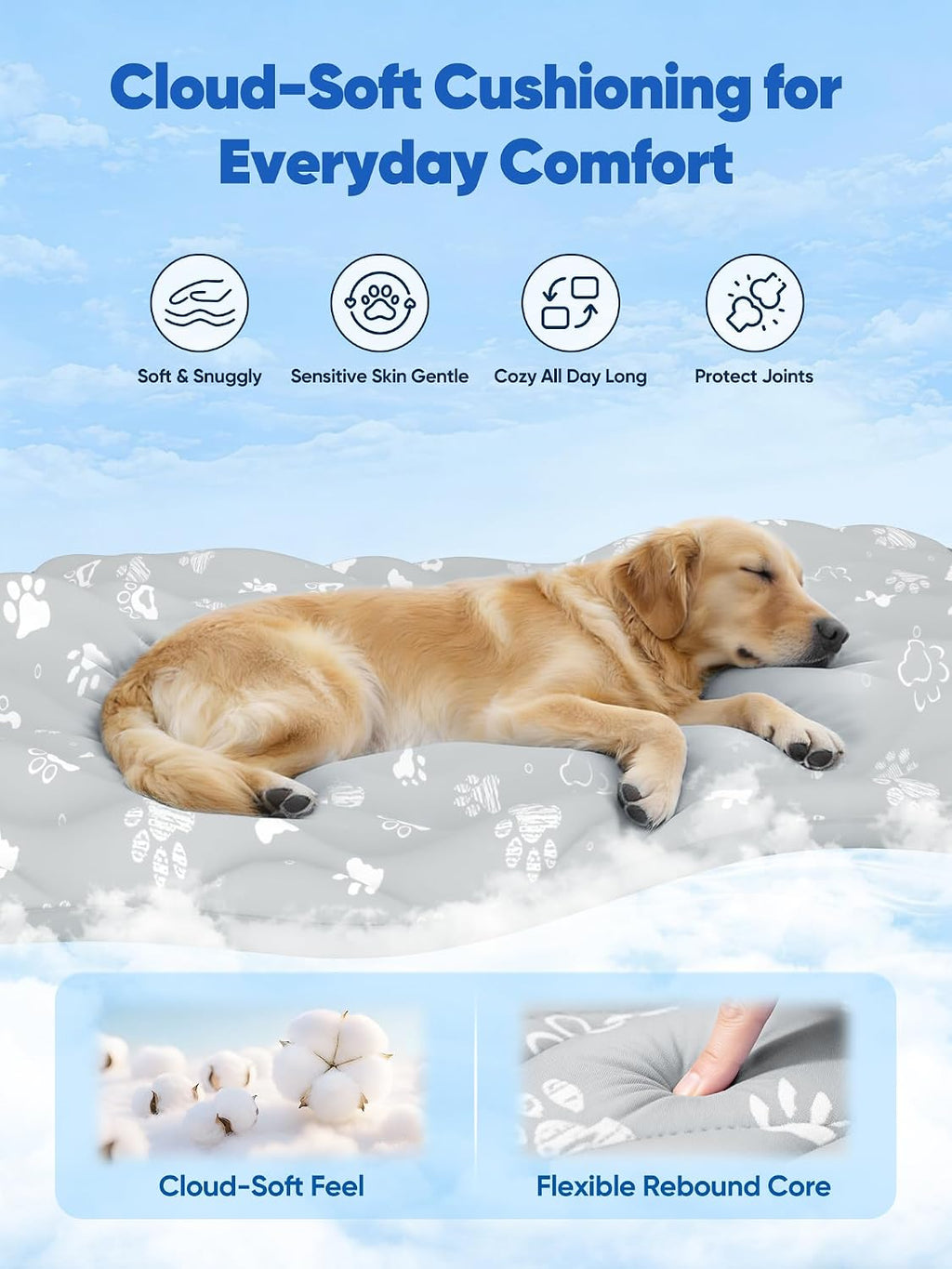 Rywell 30x20in Dog Cooling Mat with One-Way Moisture & Arc-Chill 3.0