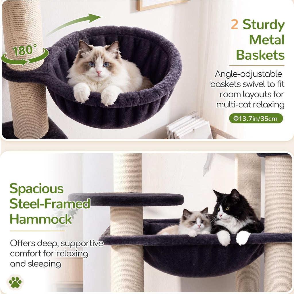 Globlazer Cat Tree Tower with 12 Extra-Thick Full-Sisal Scratching Posts