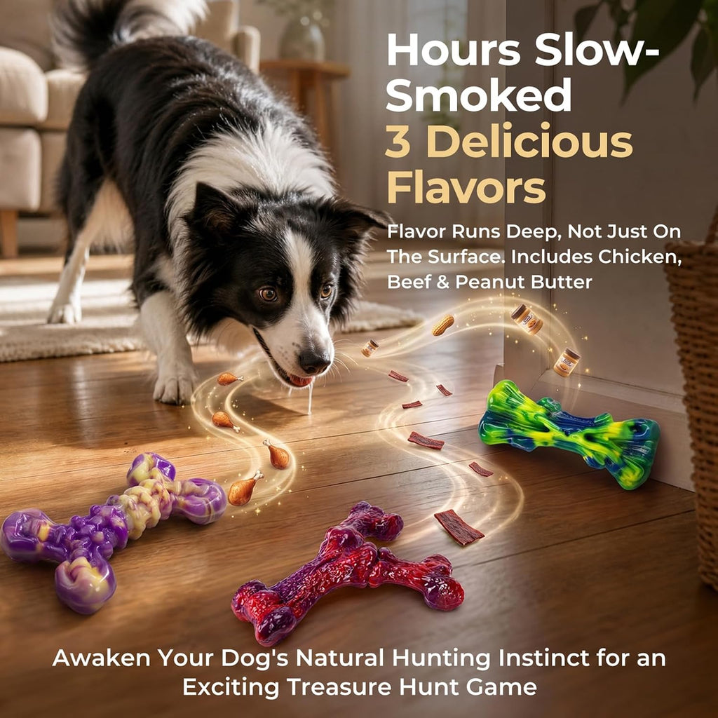 Kseroo 6-Pack Multi-Flavored Tough Dog Chew Toys for Aggressive Chewers