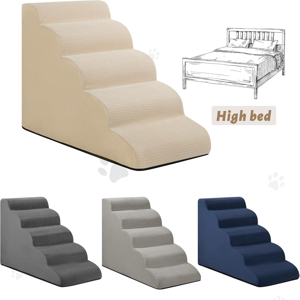 Aodisman Dog Stairs for High Bed,5-Step Pet Ramp for Small Dogs and Cats