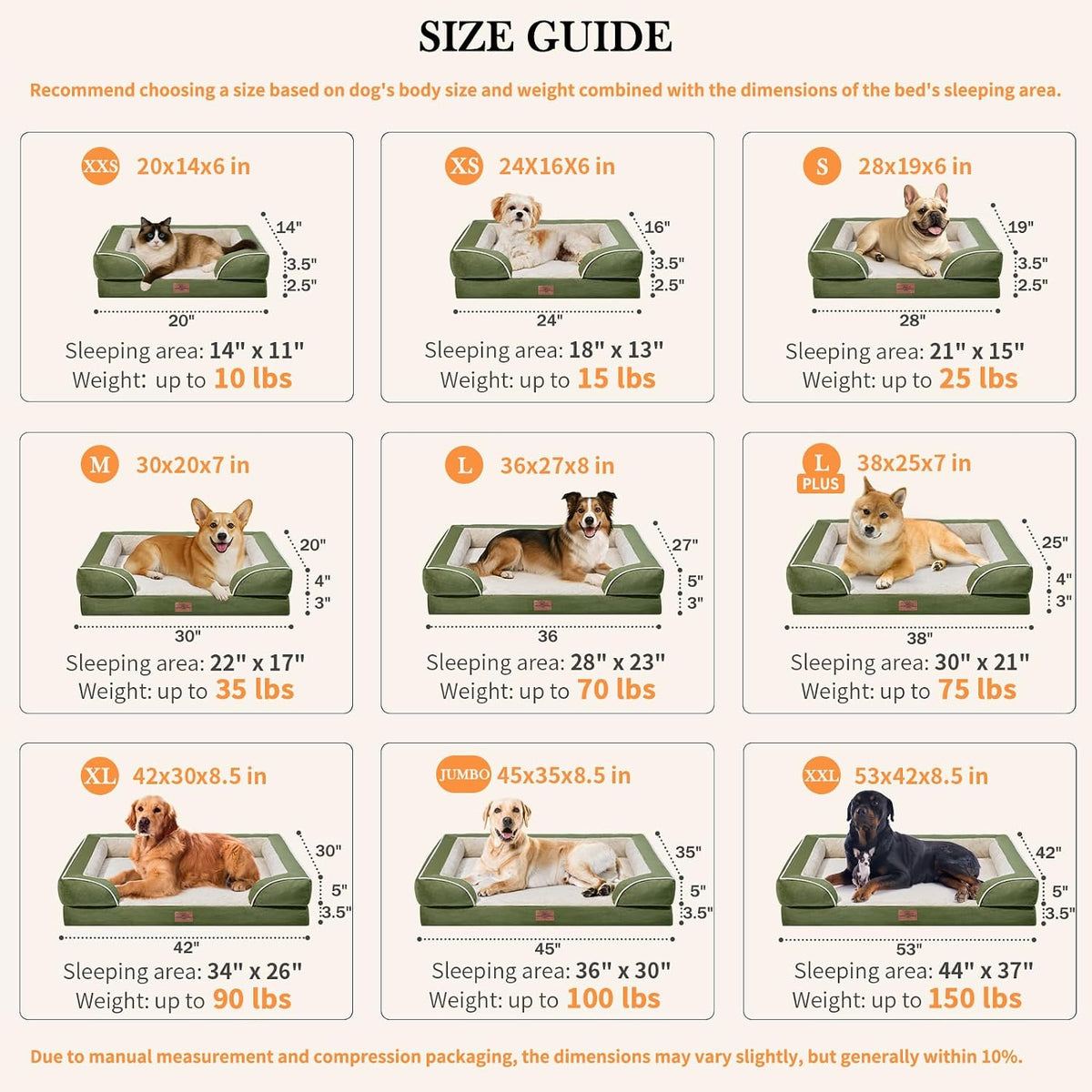 Comfort Expression Orthopedic Dog Bed for Medium Size Dog with Bolster