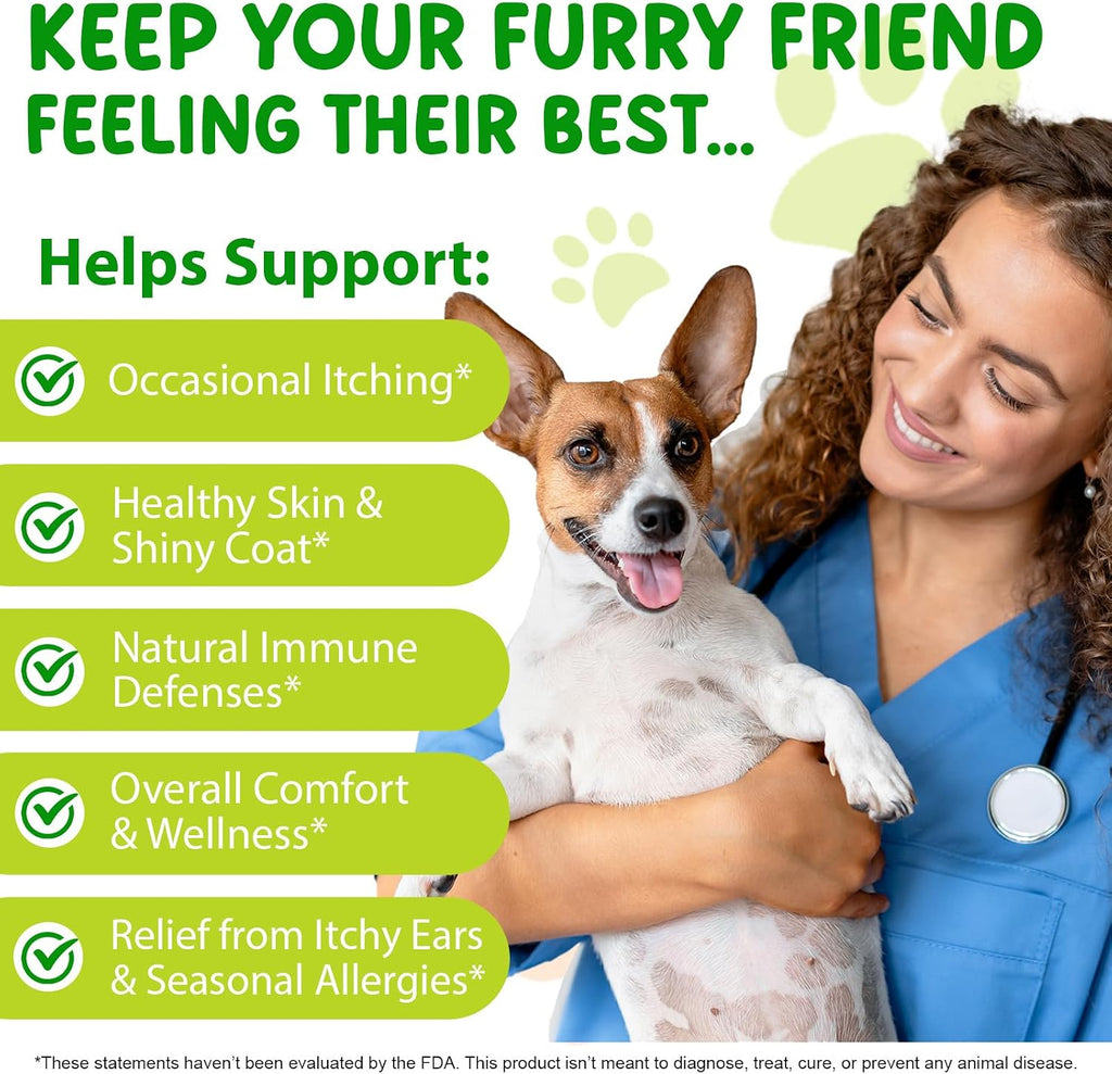 Natural Dog Yeast Infection Treatment for Itchy Skin, Ears & Paws, Soothes Irritation & Relieves Discomfort from Allergies, Supports Healthy Itch Relief, Improves Coat & Skin, Herbal Supplement Drops