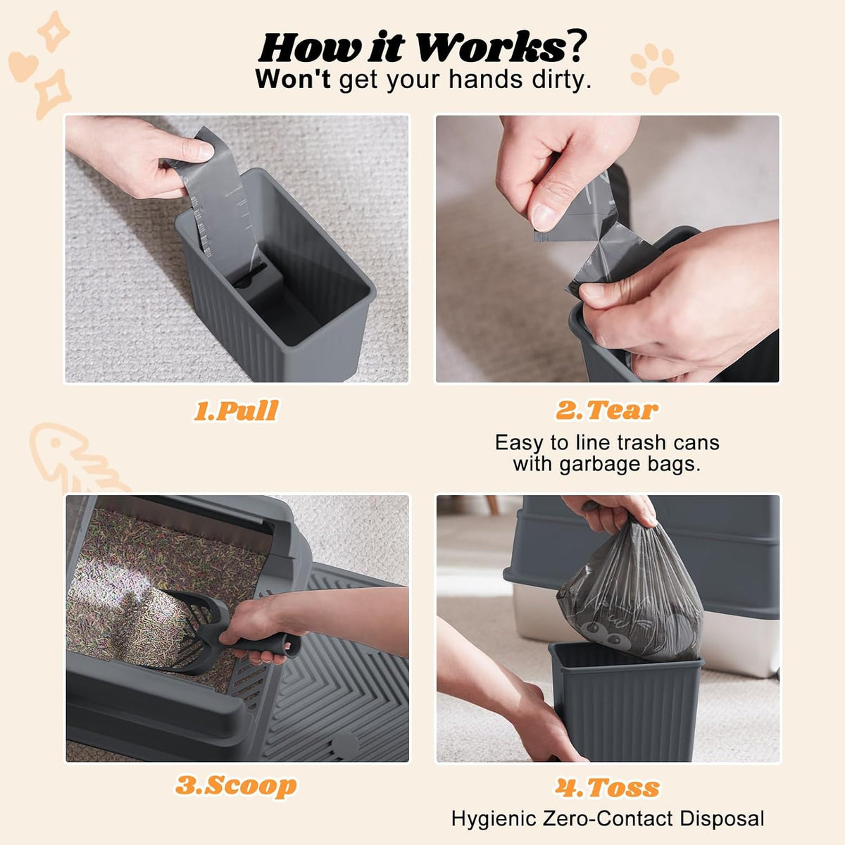 AIPERRO Enclosed Stainless Steel Cat Litter Box with Lid High Sided | Enclosure FILP-Top Metal Litter Boxes with Scoop Set for Big Cats | Odor‑Resistant | Non-Sticky, Anti-Leakage & Easy Cleaning