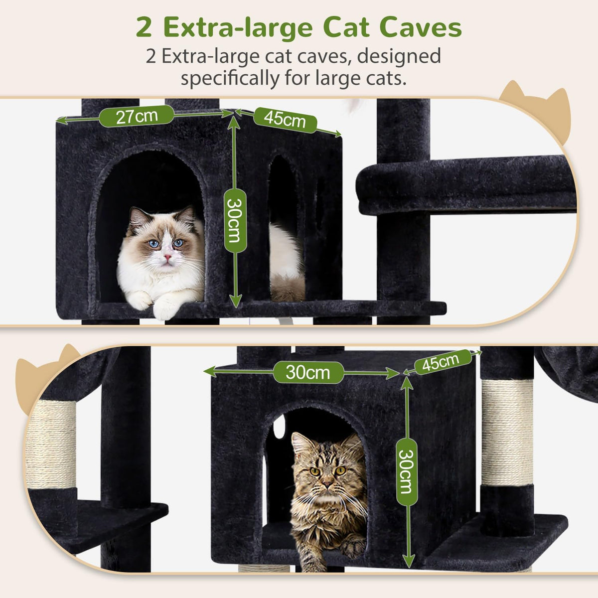 Globlazer 74in Large Sturdy Cat Tree for Large Cats, F74F, Dark Grey