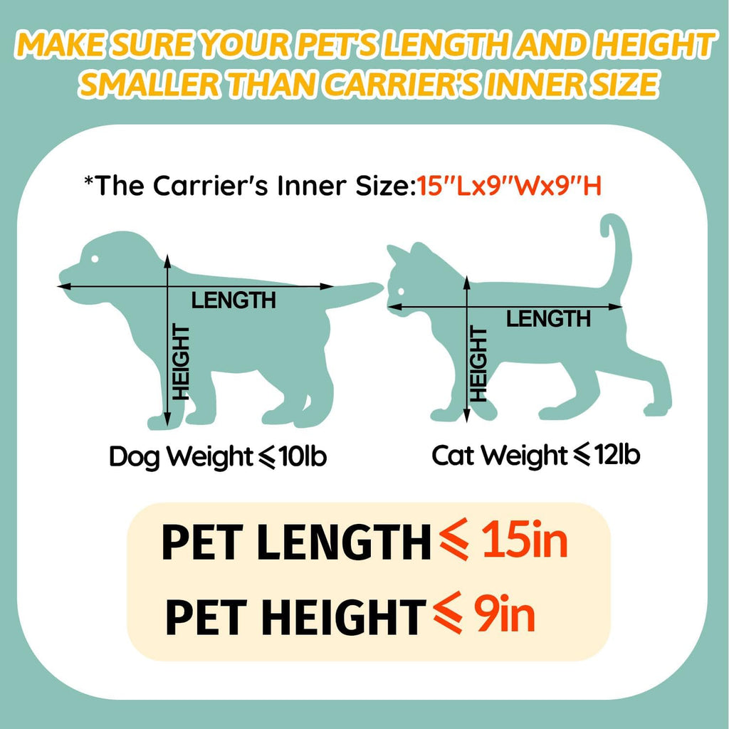 Petskd Small Pet Carrier 18" L x 11" W x 11" H Airline Approved, Black