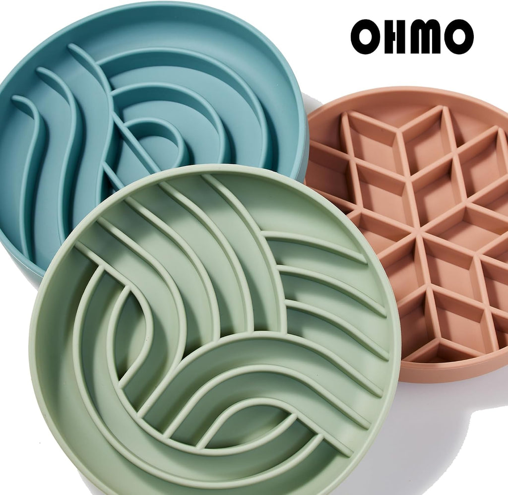 OHMO Slow Feeder Dog Bowl, 7.9" Lick Mat for Dogs, Tree of Life, Camo Green