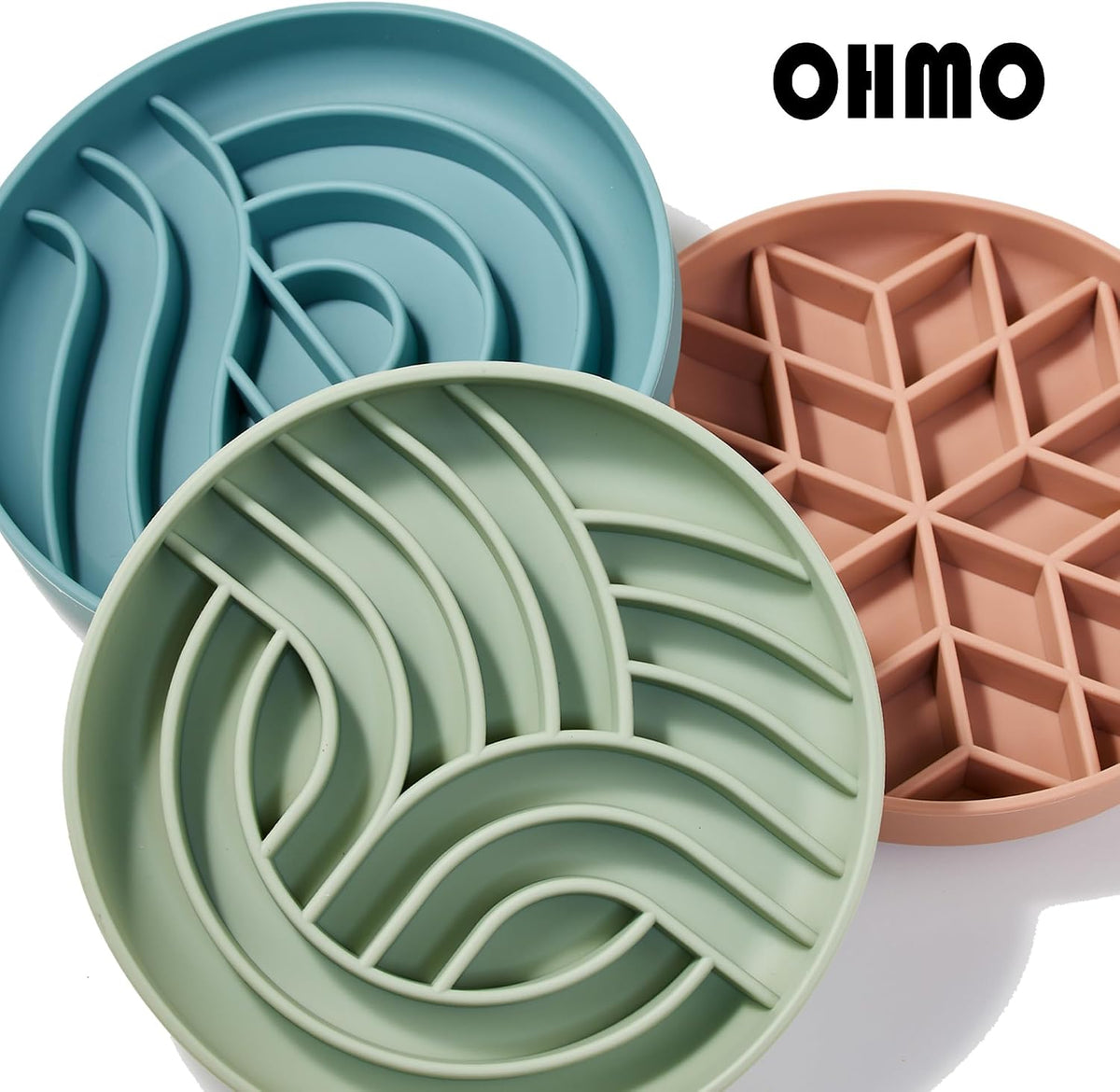 OHMO Slow Feeder Dog Bowl, 7.9" Lick Mat for Dogs, Tree of Life, Camo Green