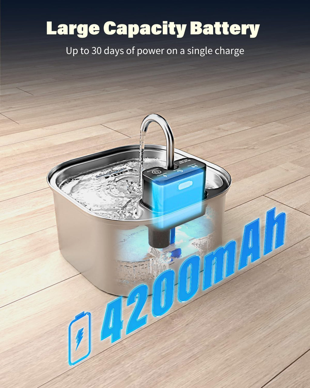 Lawfery 3.2L/108oz Wireless Stainless Steel Cat Water Fountain