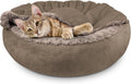 JOEJOY Small Dog Bed Cat Bed with Hooded Blanket, Cozy Cuddler Luxury Puppy Pet Bed, Donut Round Calming Anti-Anxiety Dog Burrow Cave Bed - Anti-Slip Bottom and Machine Washable 23 inch
