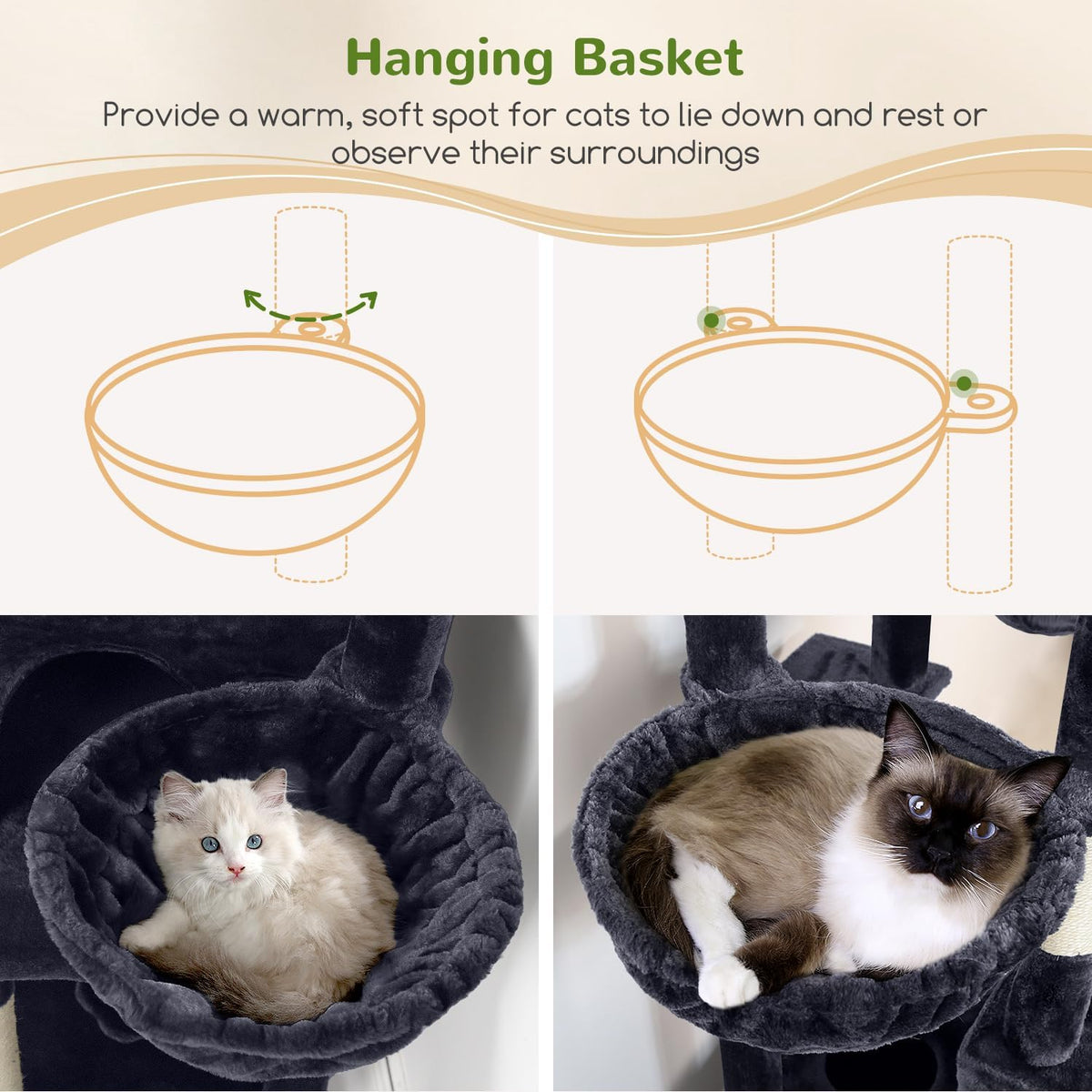Globlazer Sturdy Cat Tree for Indoor Cats 20 lbs, S68, Dark Grey
