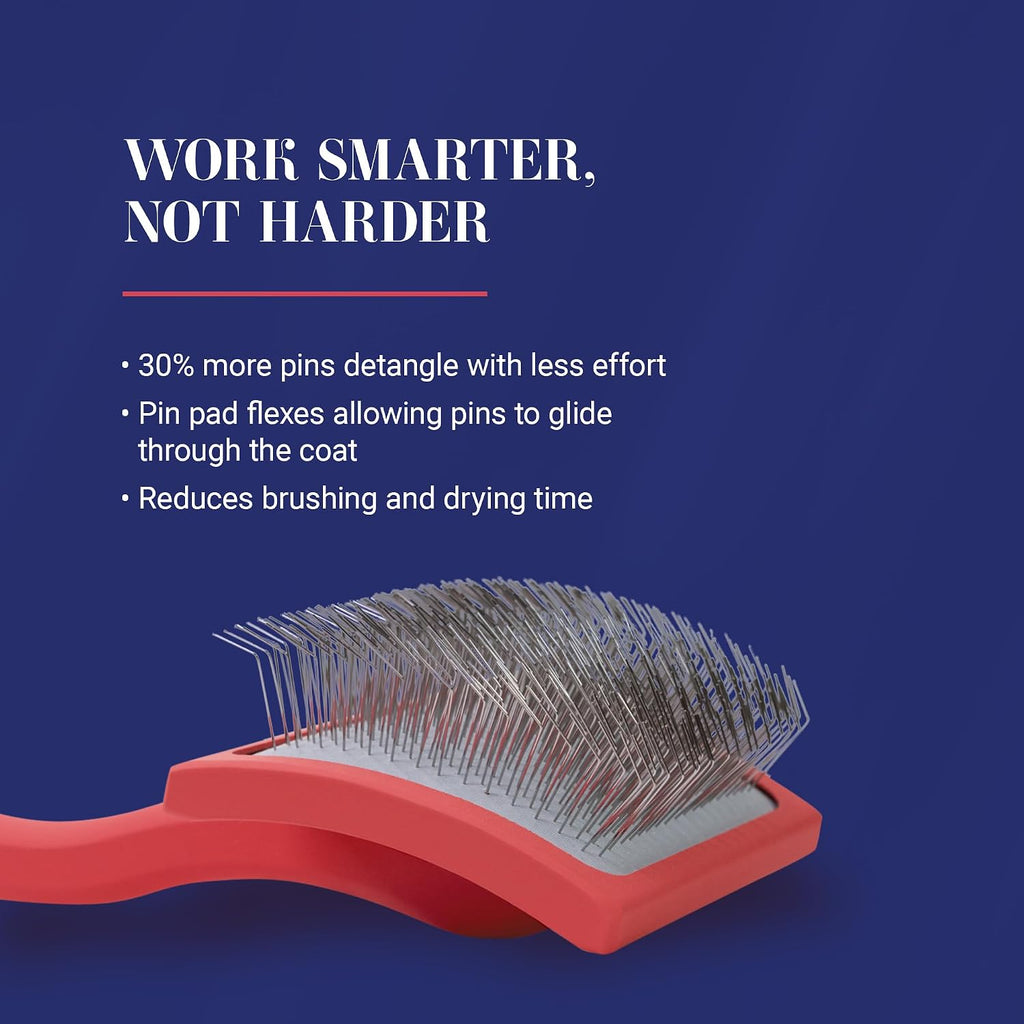 Chris Christensen Big G Dog Slicker Brush, Groom Like a Professional, Fluff Detangle Style, Saves Time Energy, Made in Germany, Coral, Medium 