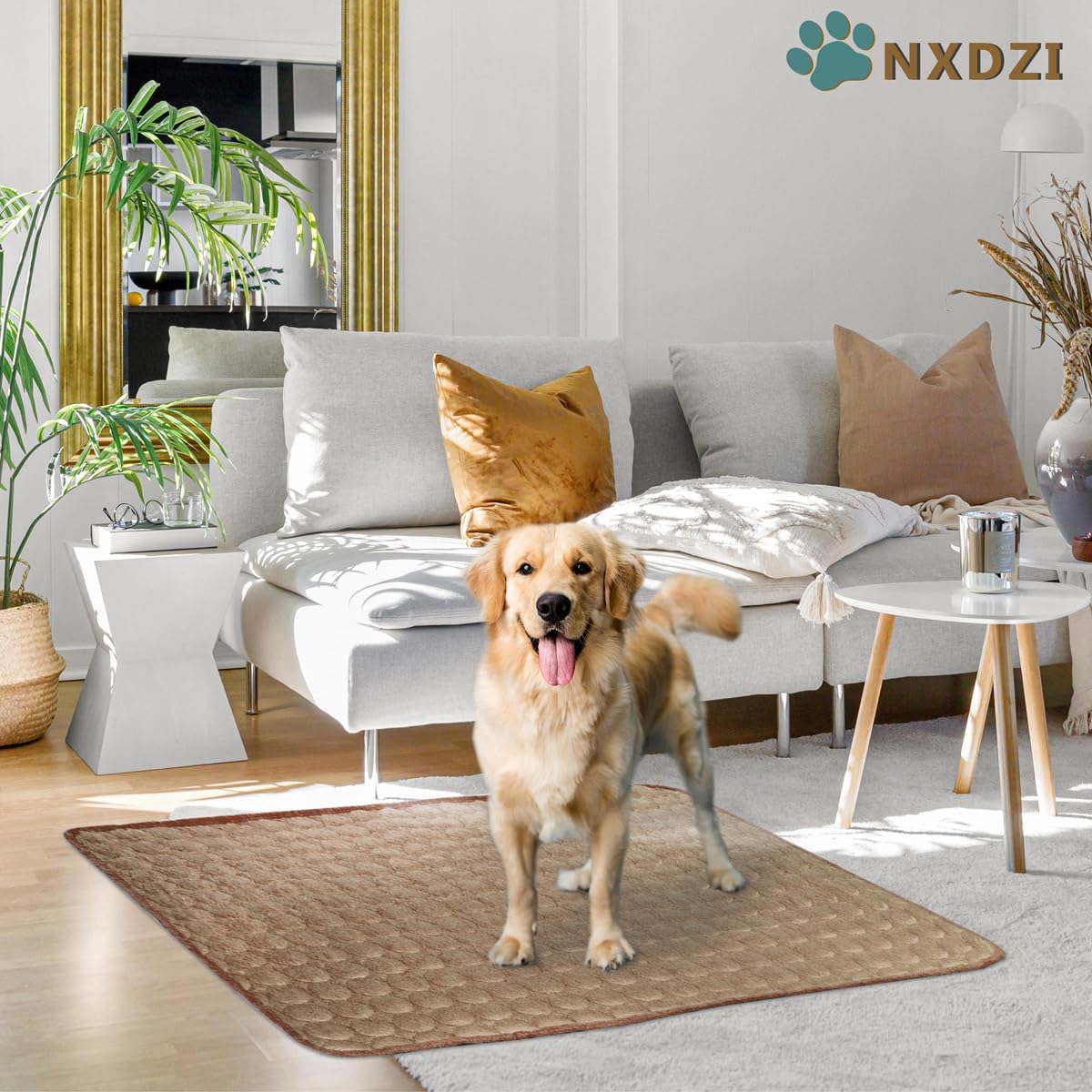 Dog Cooling Mat for Dogs, 59 x 40 Inch Washable Pet Pad, Soft Breathable Dog Bed Mat for Large Dogs, Lightweight Summer Blanket for Crate, Sofa, Floor, Car Seat, Indoor and Travel Use, Brown