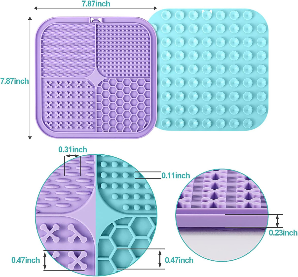 LUKITO Lick Mat for Dogs & Cats 2 Pack, Slow Feeder Licking Pad with Suction Cups for for Anxiety Relief and Boredom Reducer, Perfect for Bathing Grooming 