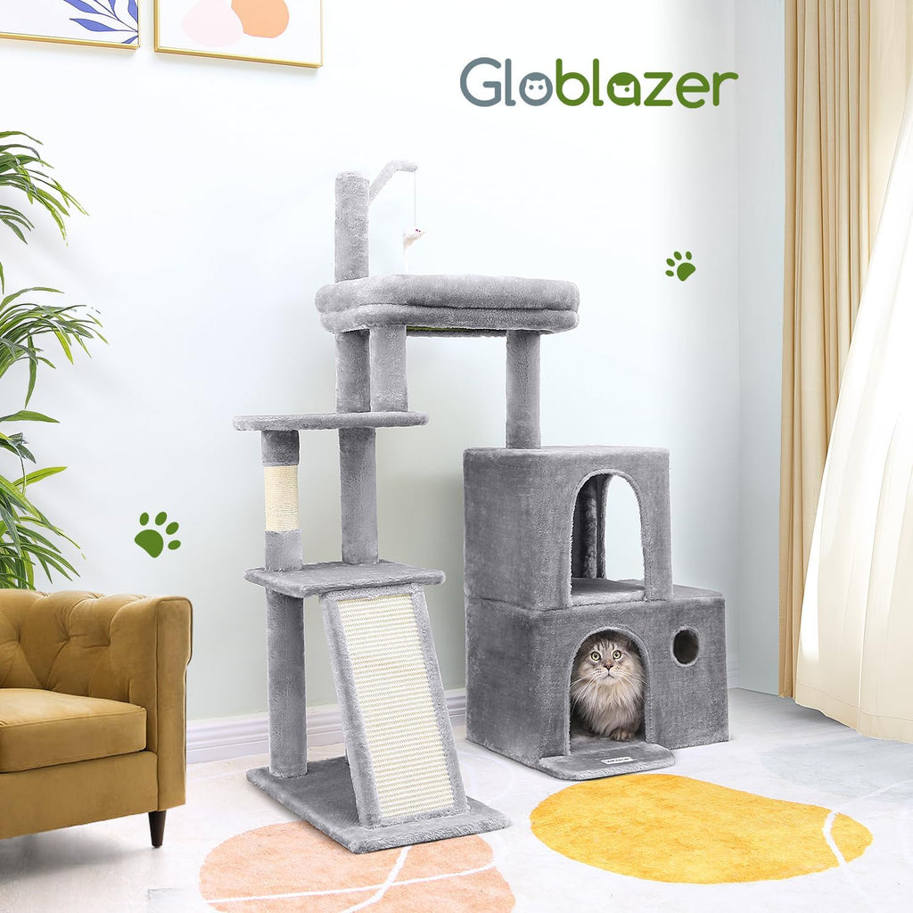 Globlazer Maine Coon Cat Tower for Indoor Adult Cats, F50, Light Grey