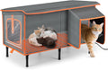 Heated Cat House for Outside in Winter, Weatherproof Outdoor Cat House with Cat Heating Pad, Waterproof &Safe Escape Door, Insulated Cat Shelter with Heater for Feral Barn Cats Kitty