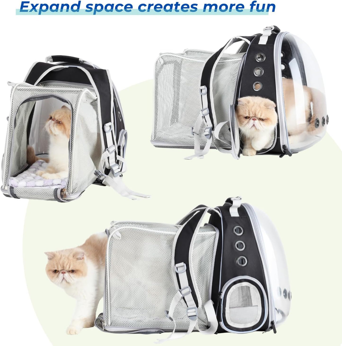 Lollimeow Expandable Bubble Cat Carrier Backpack, Supports up to 14 lbs
