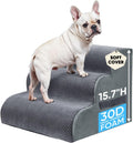 PAWSCRAT 3-Step Pet Stairs for High Beds & Sofas, 15.7''H Dog Stairs, Grey