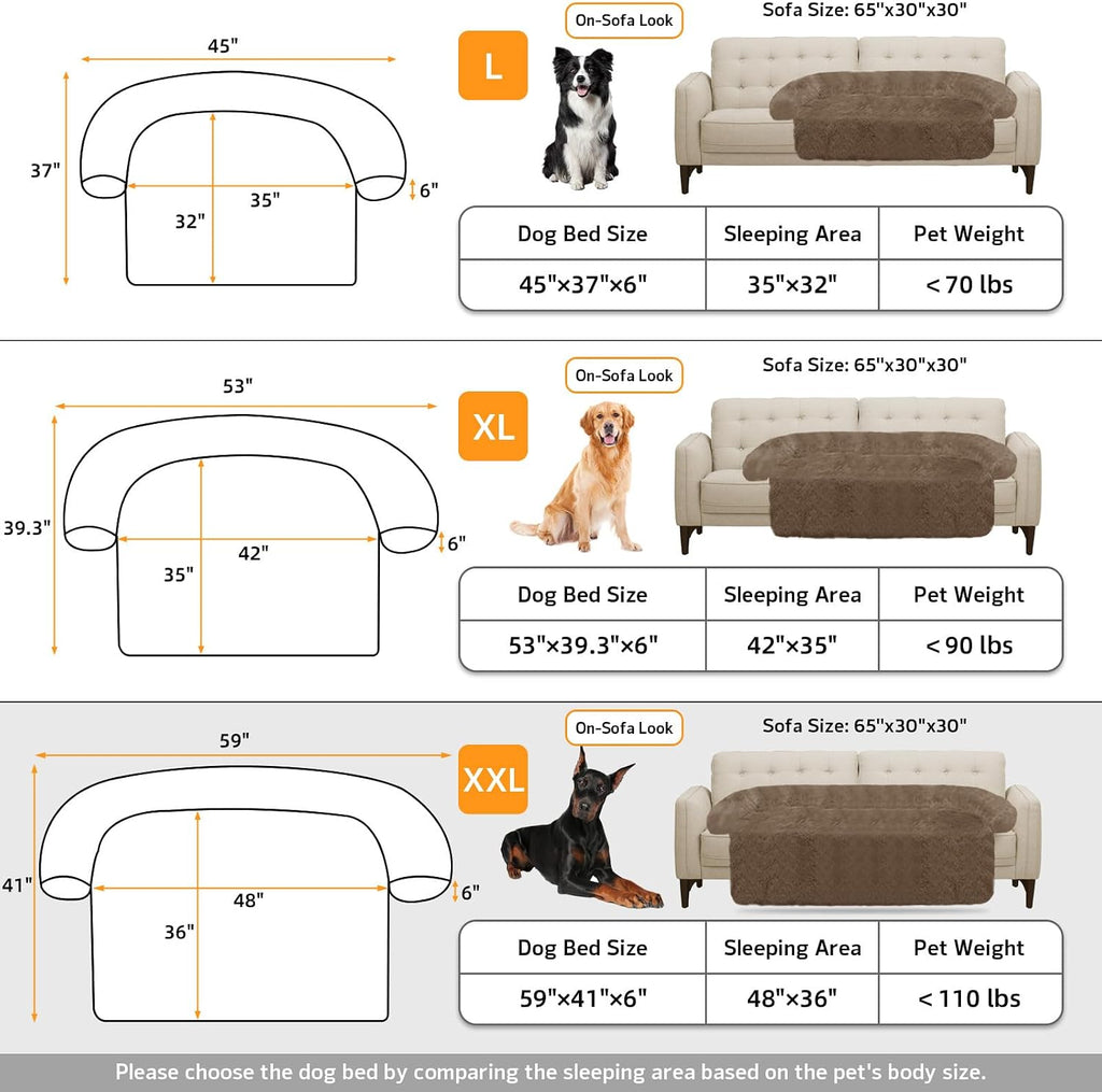 GGIB Calming Dog Bed Fluffy Plush Dog Mat for Furniture Protector with Removable Washable Cover for Large Medium Small Dogs and Cats (Extra Extra Large, Camel)