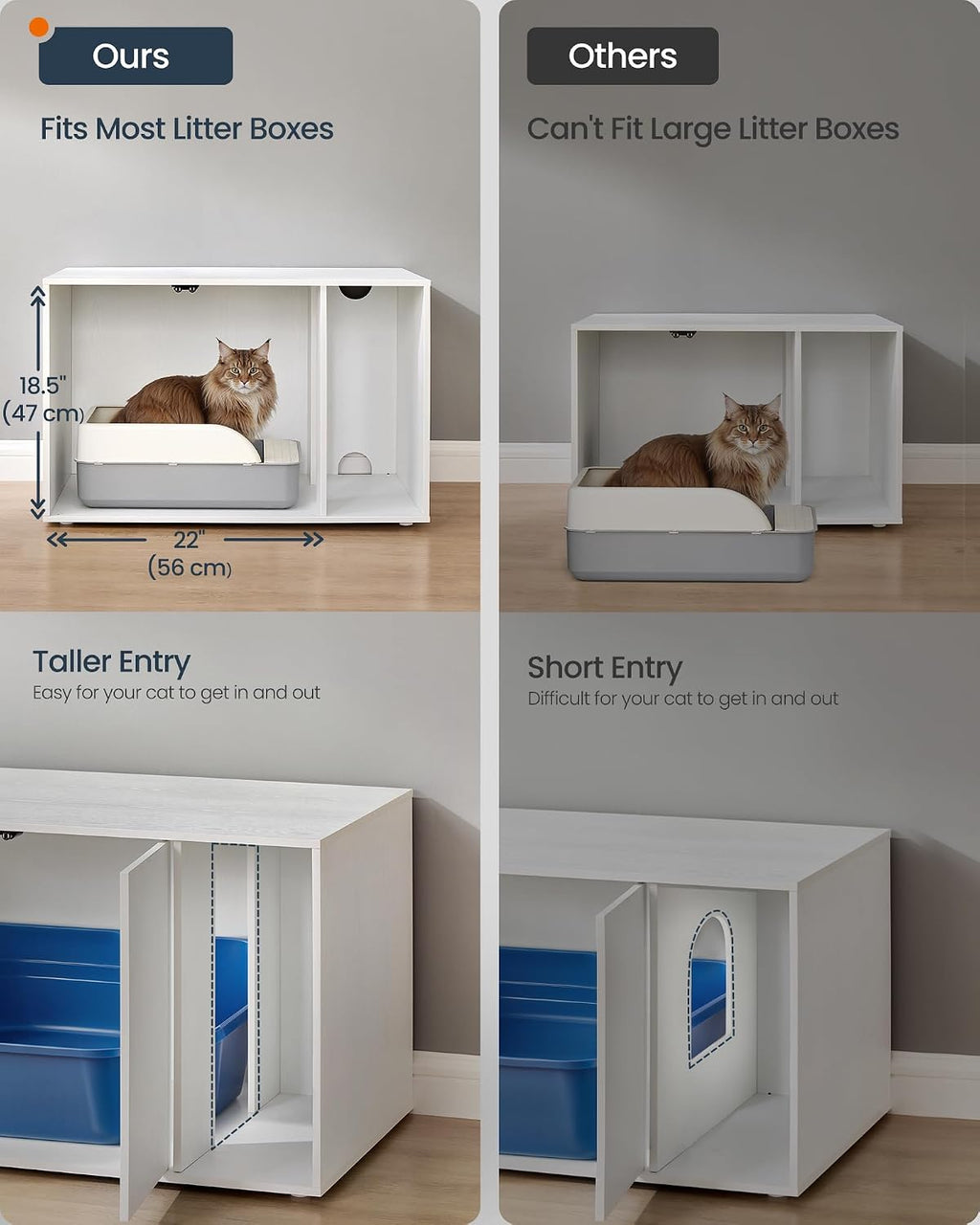 SONGMICS HOME Cat Litter Box Enclosure, Tool-Free Assembly