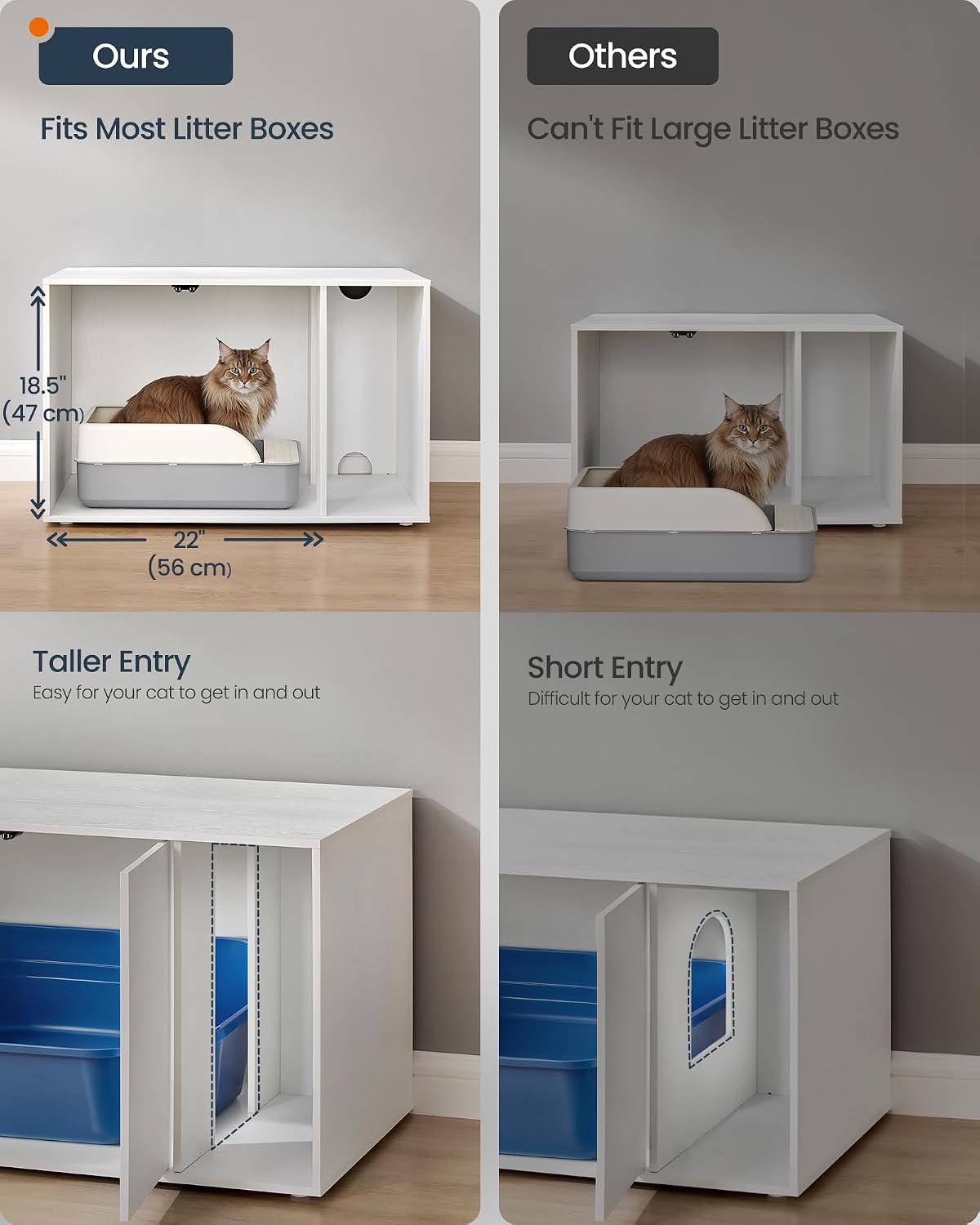 SONGMICS HOME Cat Litter Box Enclosure, Tool-Free Assembly