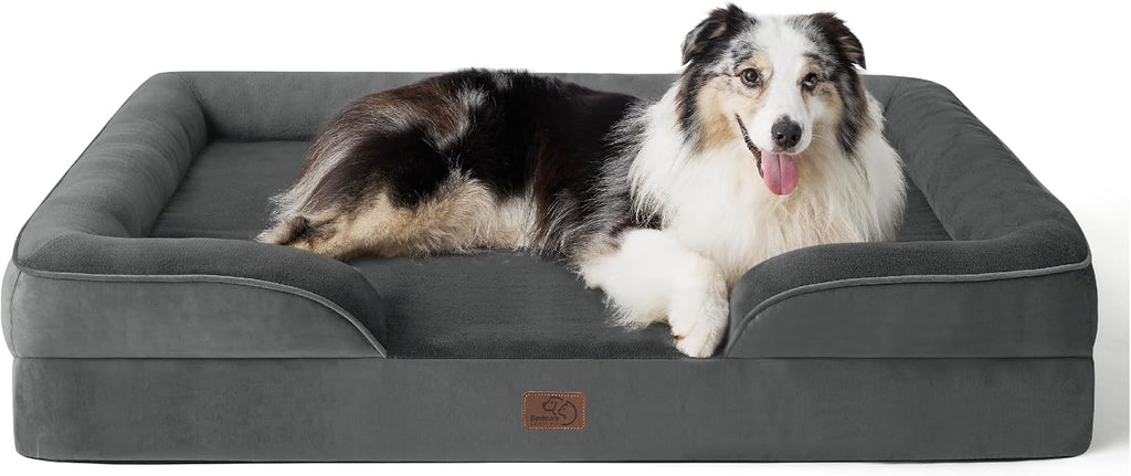 Bedsure Orthopedic Dog Bed for Extra Large Dogs - XL Washable Dog Sofa Bed Large, Supportive Foam Pet Couch Bed with Removable Washable Cover, Waterproof Lining and Nonskid Bottom, Dark Grey
