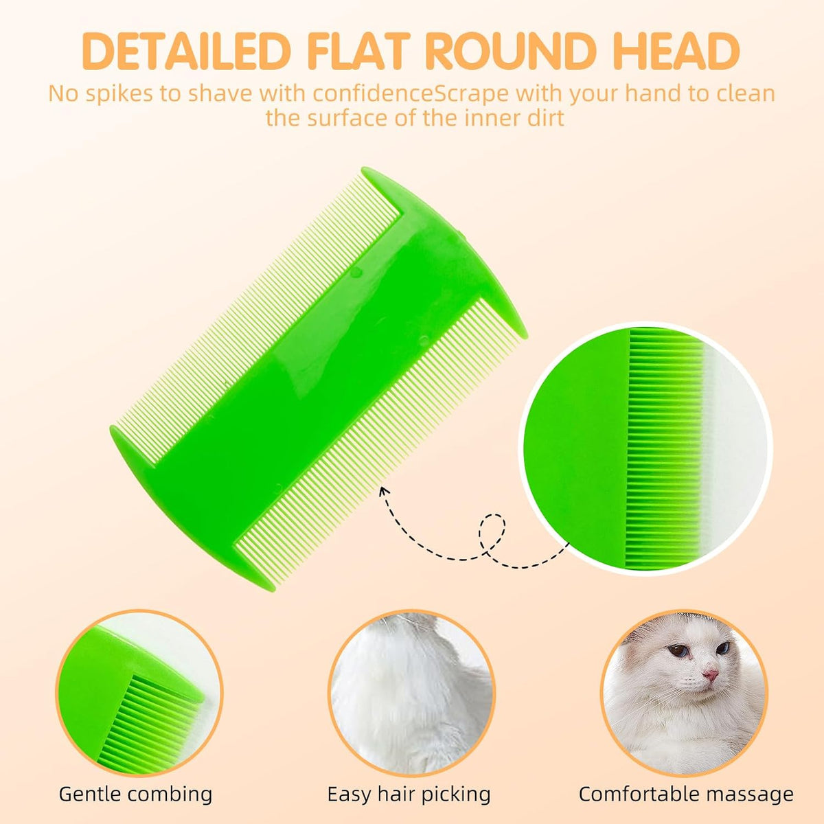 HESSION 6 Pack Flea Lice Combs Removal Dandruff Comb with Metal Teeth Double Sided Fine Combs Metal Teeth Flea Lice Combs for Pets Kids Adults (Random)