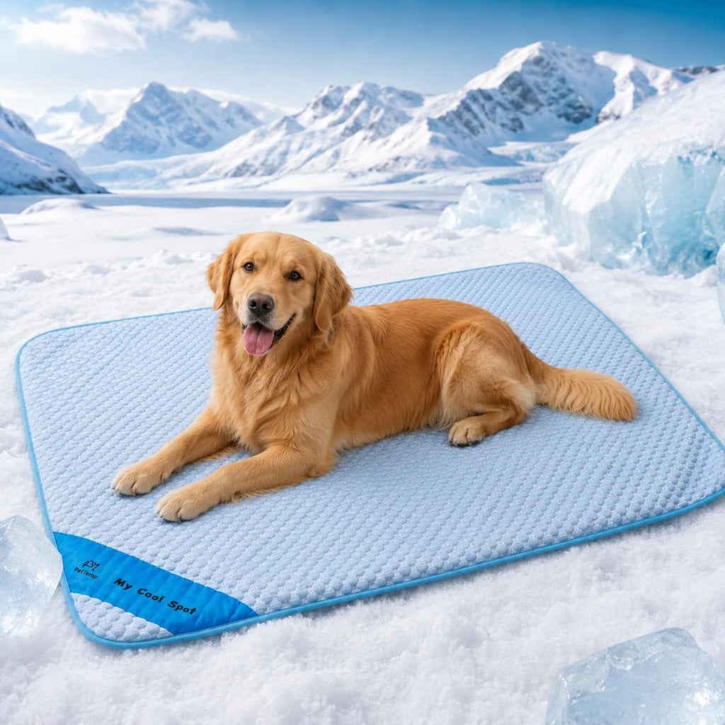 Pet Cooling Mat for Dogs & Cats – Ice-Silk Breathable Washable Foldable Cooling Blanket, Durable Portable Non-Slip Dog Bed for Crate, Kennel, Car & Outdoor Use, Blue 39.4 x 27.6in Large