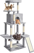 Cat Craft Cat Tree 63 Inch Cat Tower for Indoor Cats, Multi-Level Cat Tree for Large Cats 20 lbs+ Heavy Duty Cat Tower with Sisal Scratching Posts, Hammock, Condo and Extended Platform, Light Grey
