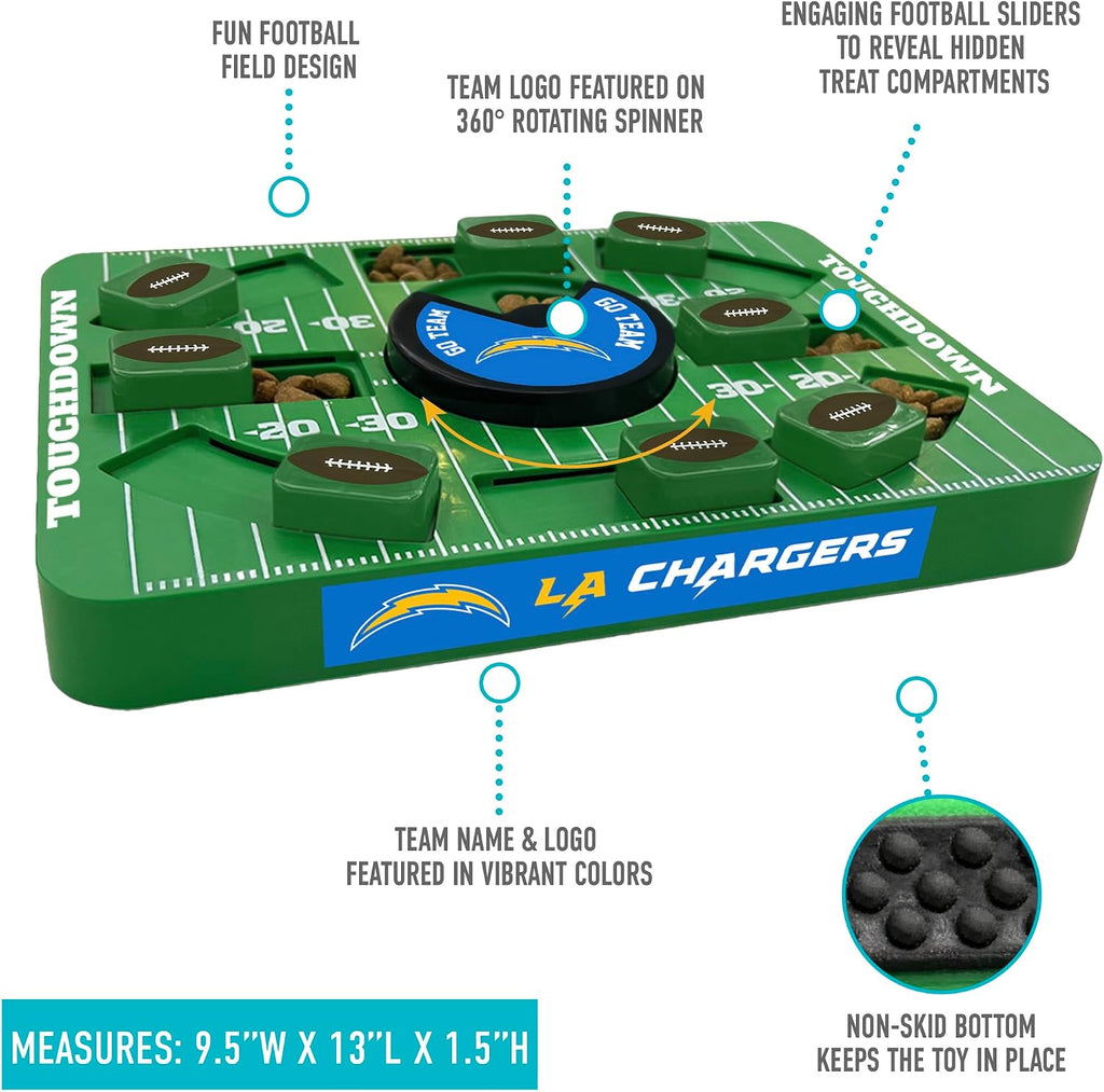 Pets First NFL Los Angeles Chargers Large Puzzle Toy for Dogs, Slow Feeder Board for Pets, New Bigger Size, Interactive Doggie Treat Toy